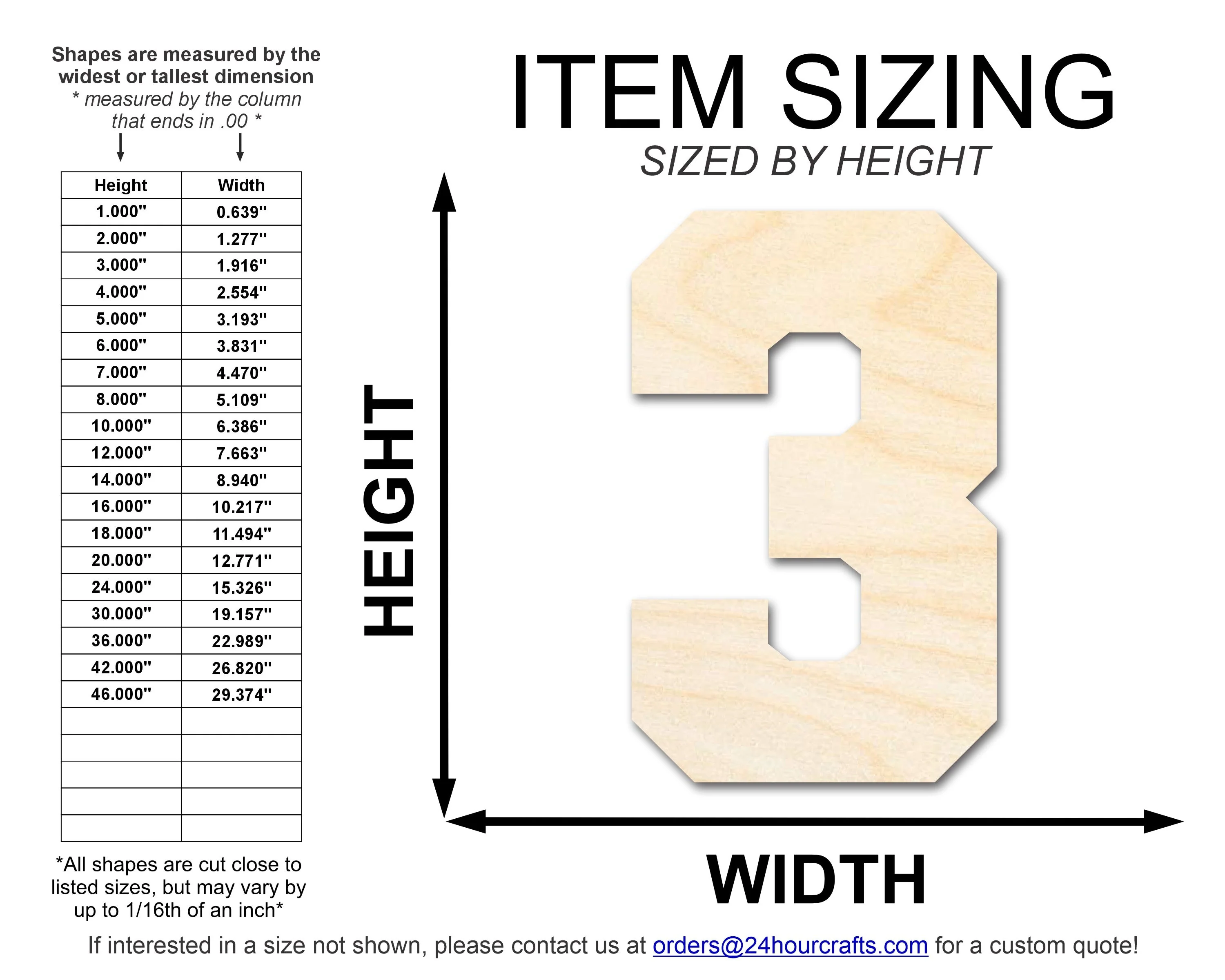 Unfinished Wood Varisty Number Three Shape | DIY Craft Cutout | up to 46" DIY - Image 2
