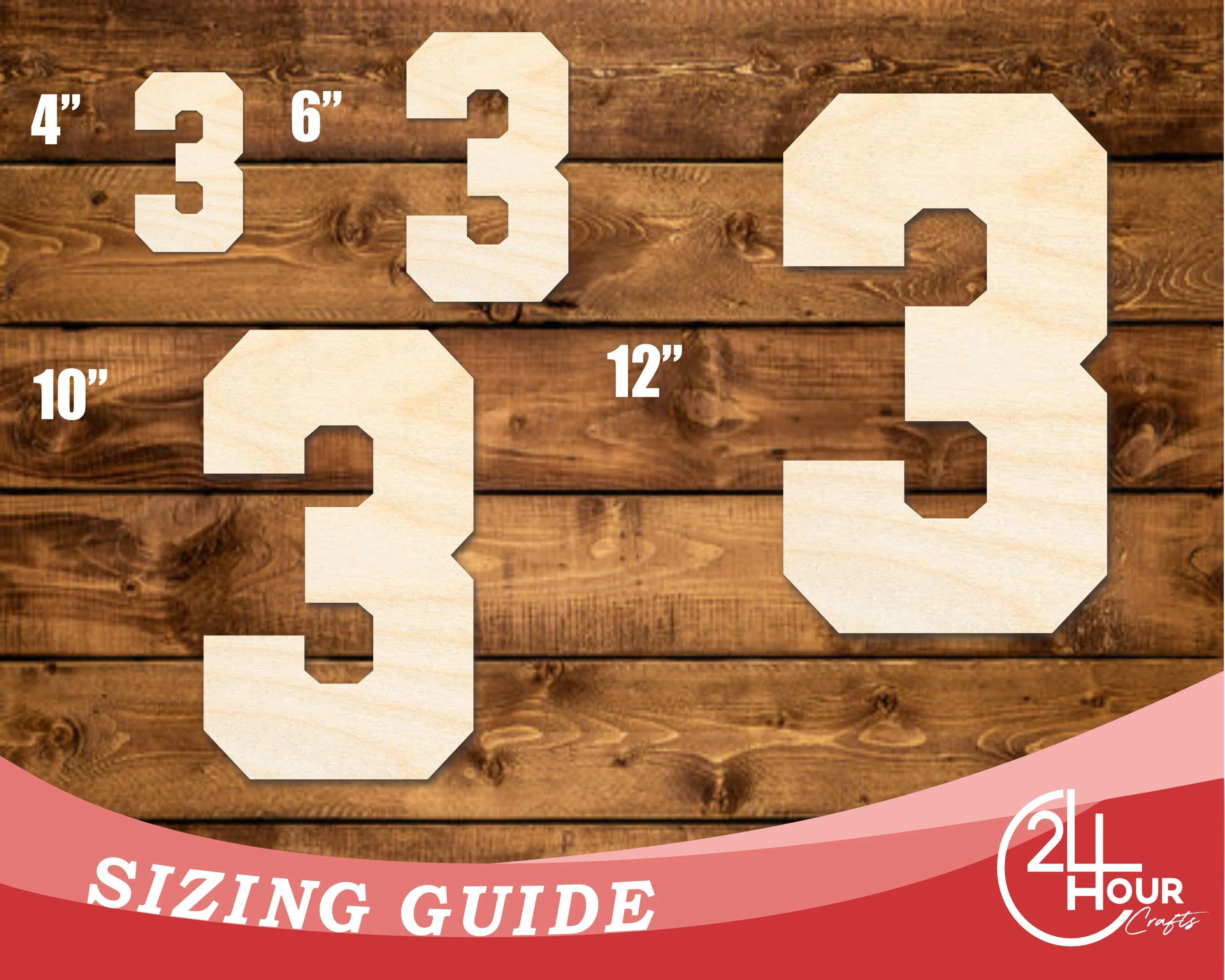 Unfinished Wood Varisty Number Three Shape | DIY Craft Cutout | up to 46" DIY - Image 3