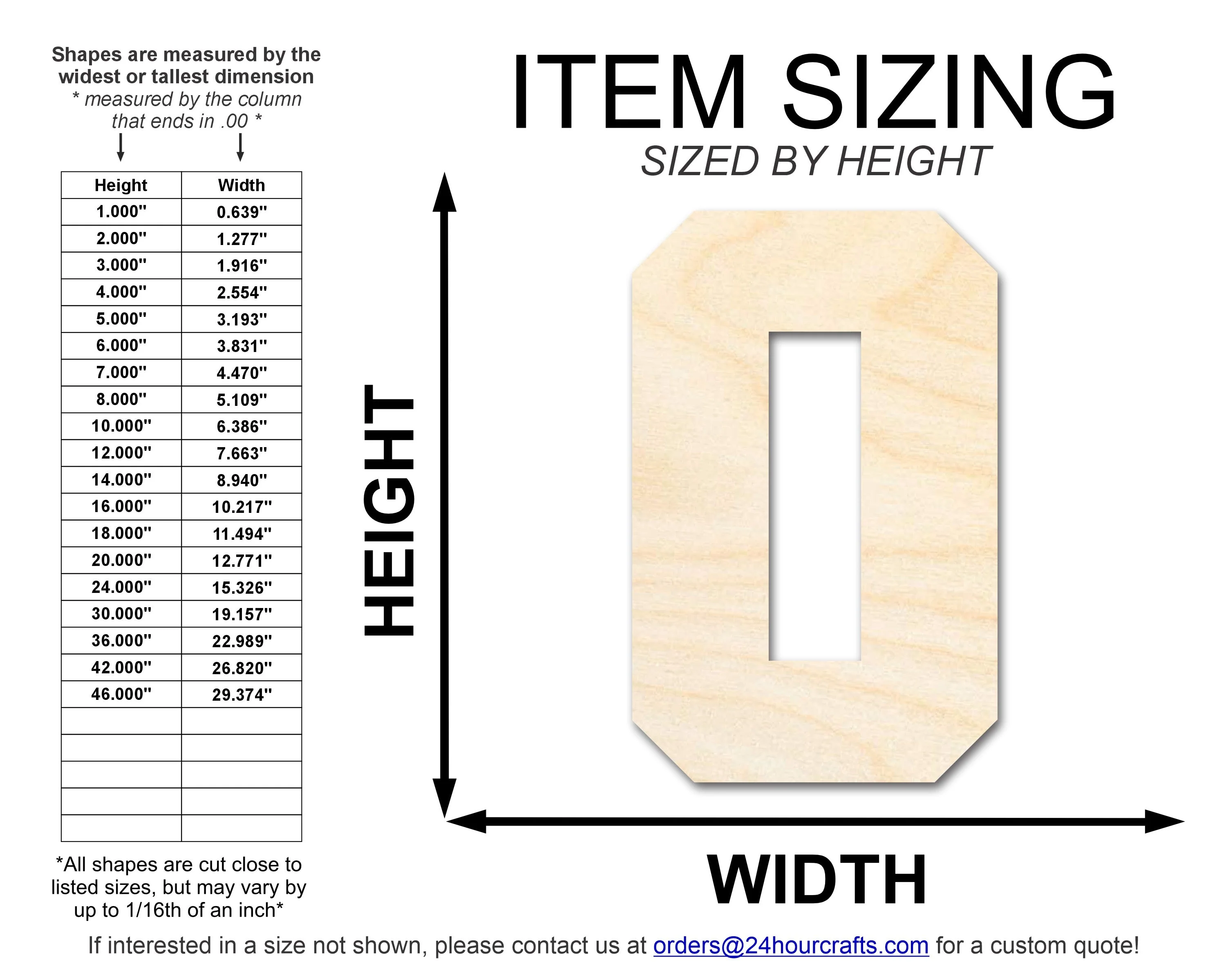 Unfinished Wood Varisty Number Zero Shape | DIY Craft Cutout | up to 46" DIY - Image 2