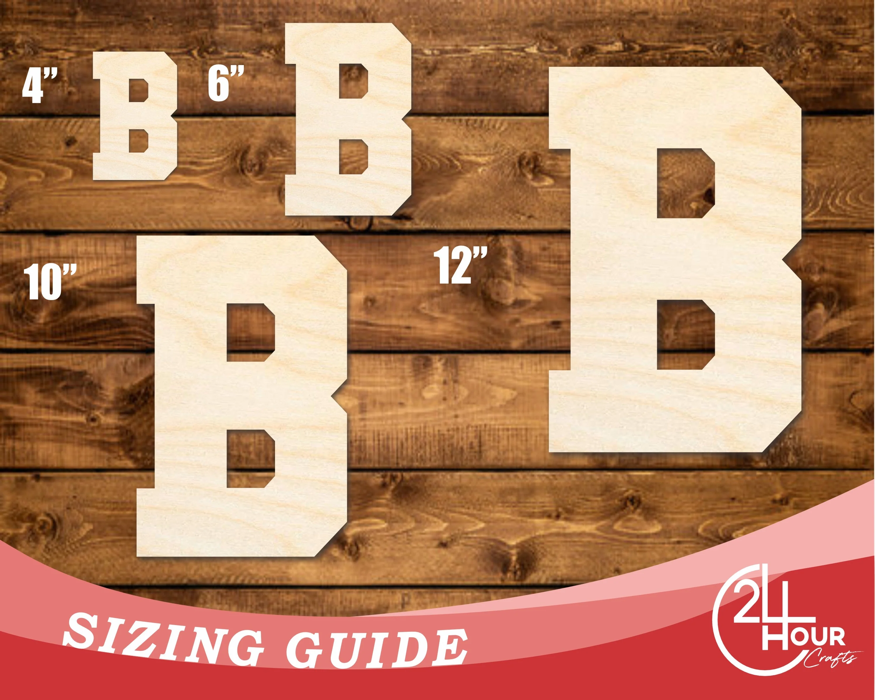 Unfinished Wood Varsity Team Font - B Shape | DIY Craft Cutout | up to 46" DIY - Image 3