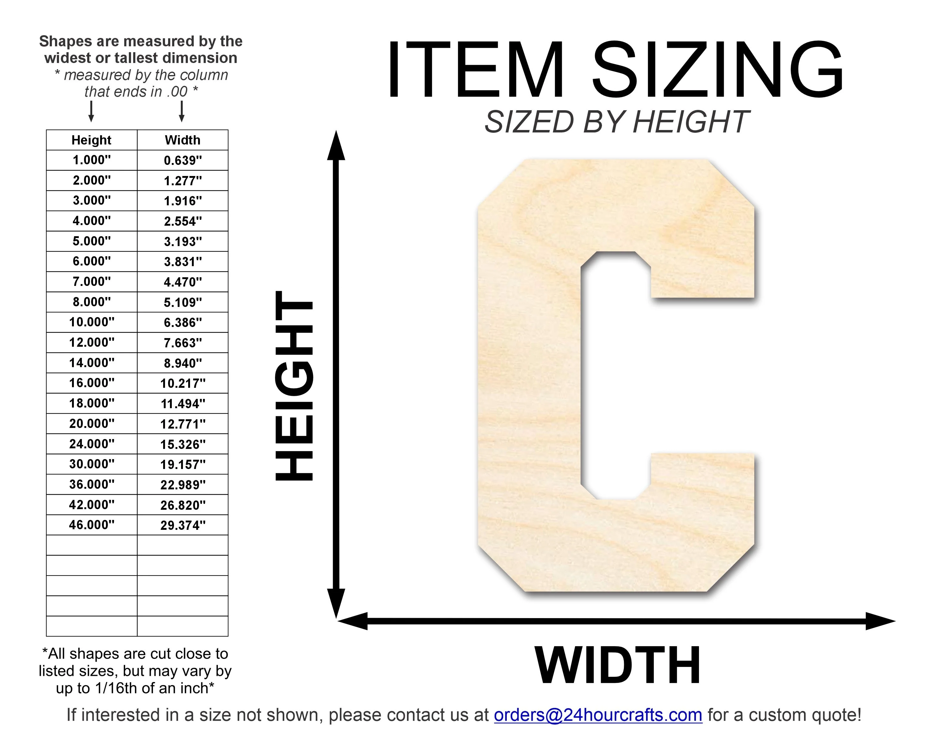 Unfinished Wood Varsity Team Font - C Shape | DIY Craft Cutout | up to 46" DIY - Image 2