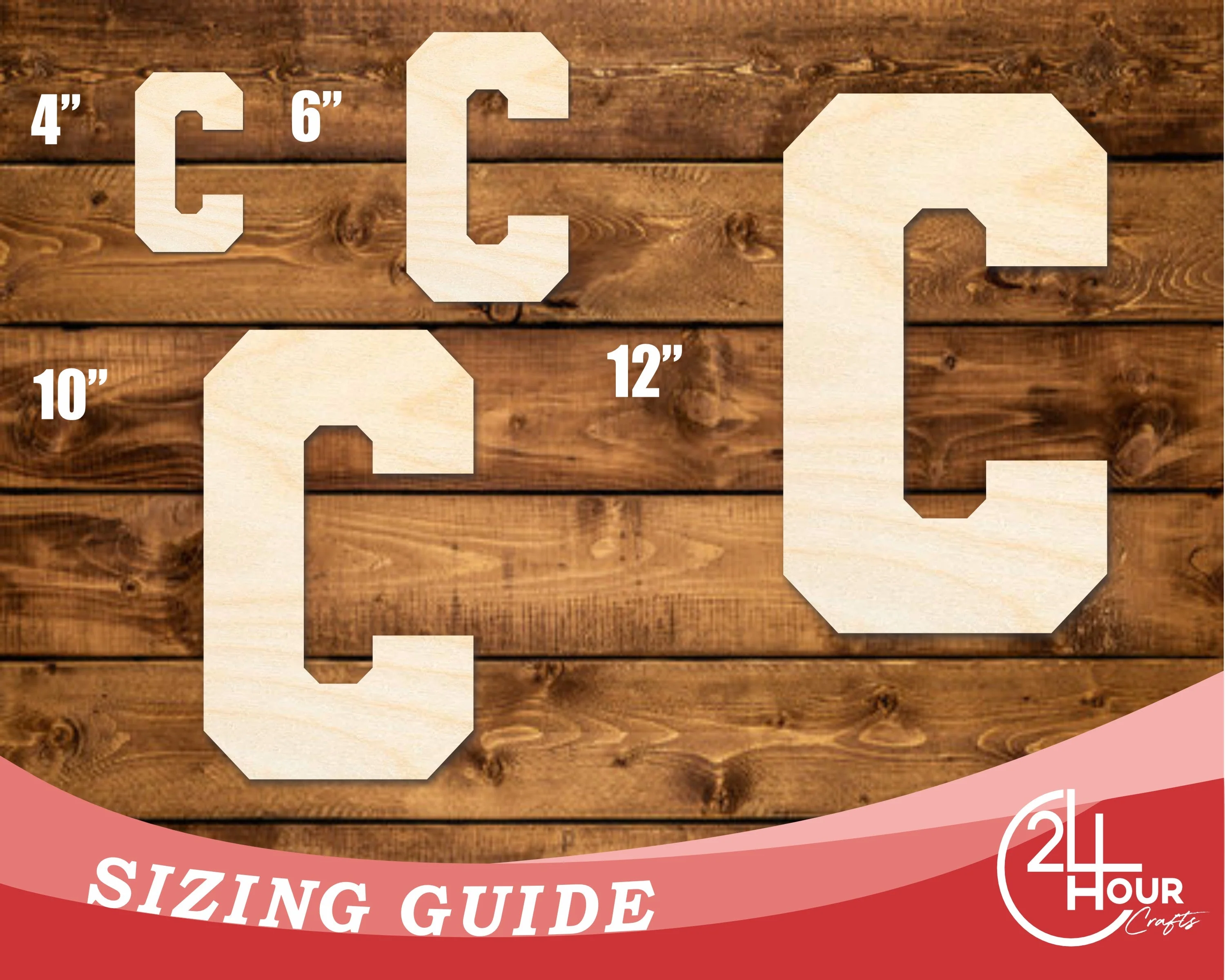 Unfinished Wood Varsity Team Font - C Shape | DIY Craft Cutout | up to 46" DIY - Image 3