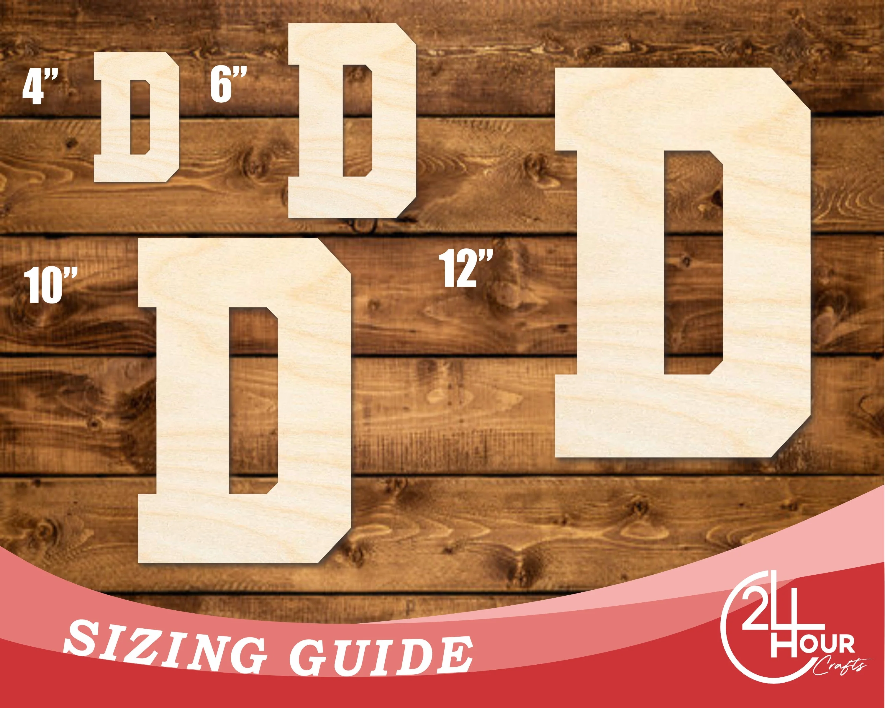 Unfinished Wood Varsity Team Font - D Shape | DIY Craft Cutout | up to 46" DIY - Image 3