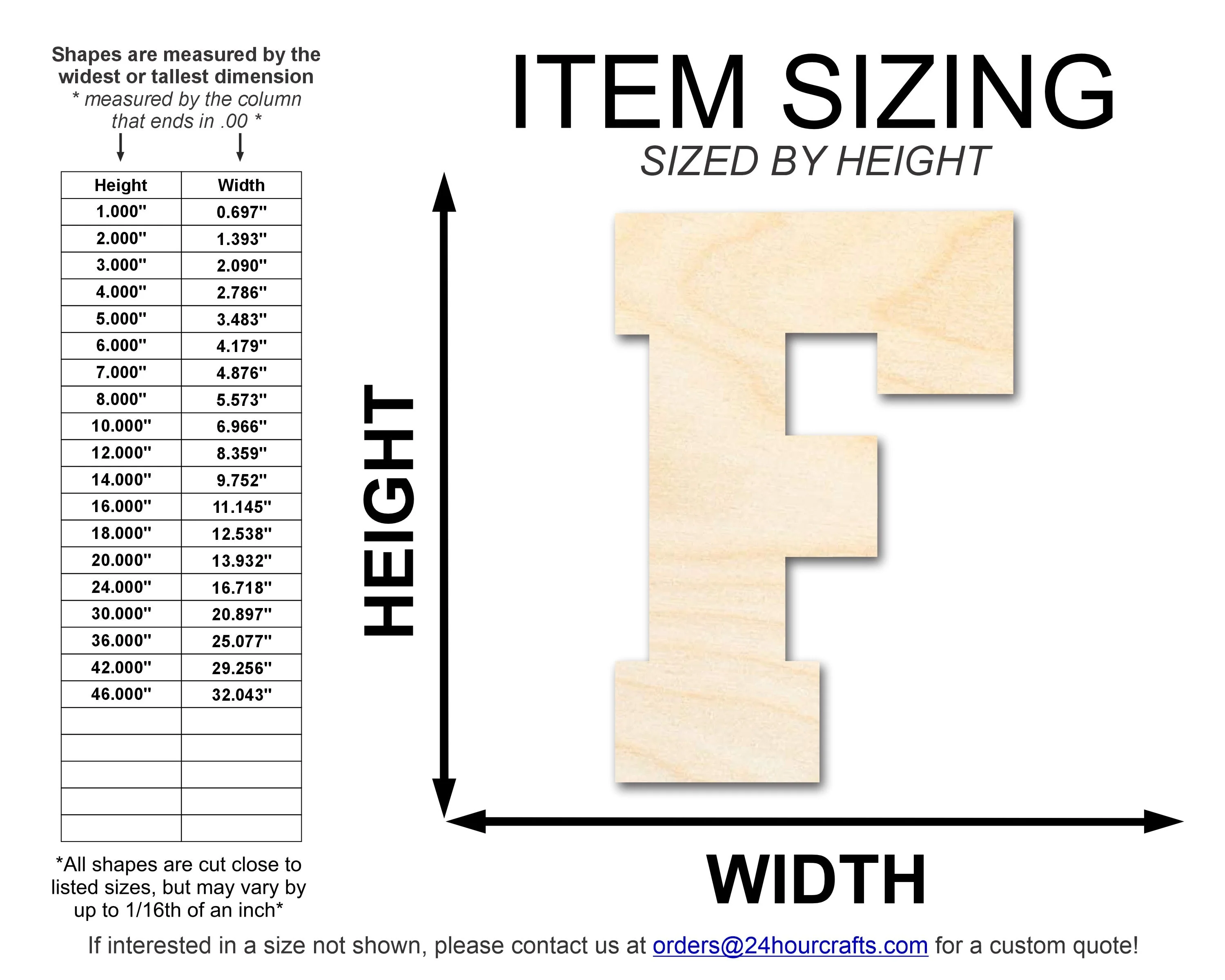 Unfinished Wood Varsity Team Font - F Shape | DIY Craft Cutout | up to 46" DIY - Image 2