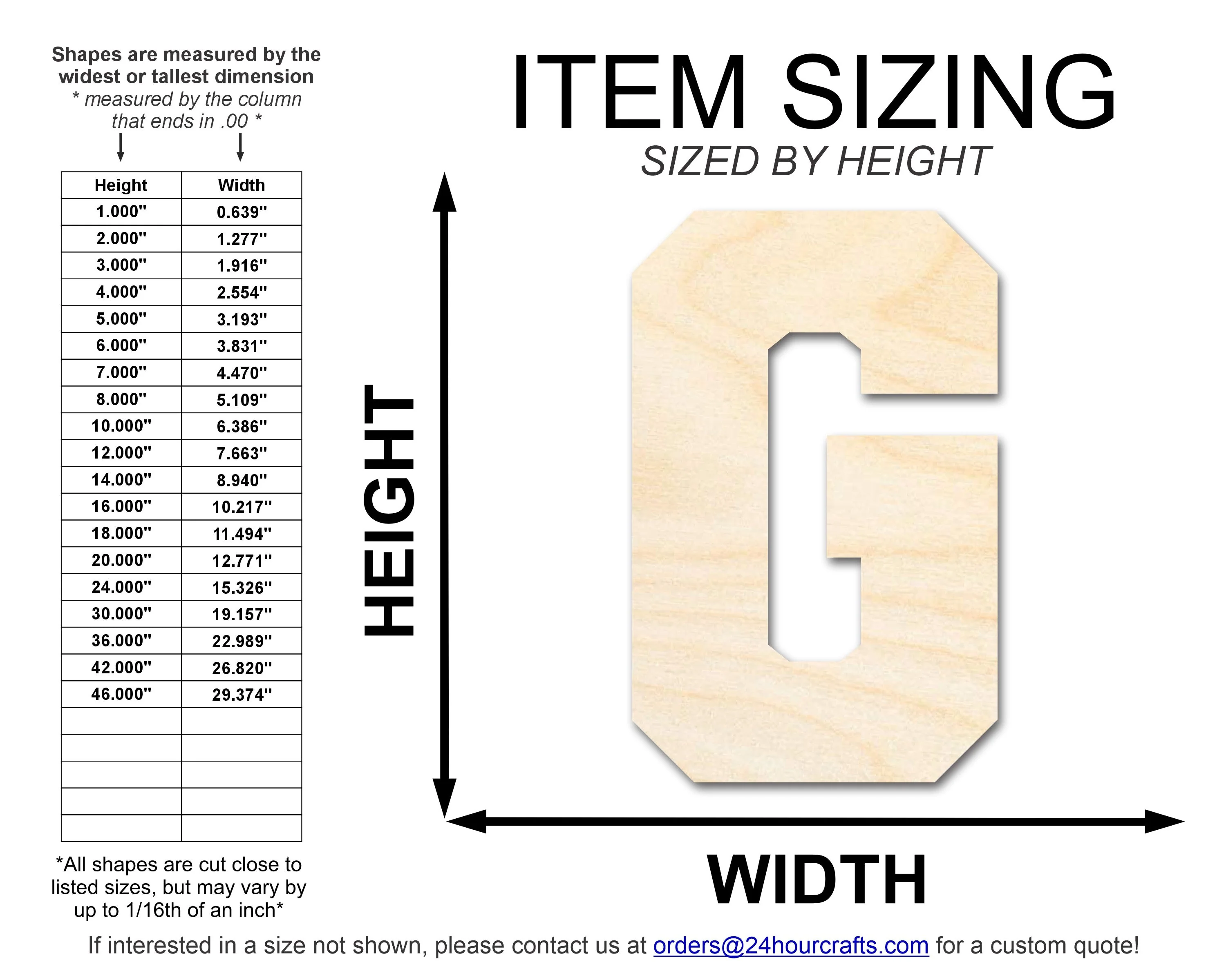 Unfinished Wood Varsity Team Font - G Shape | DIY Craft Cutout | up to 46" DIY - Image 2