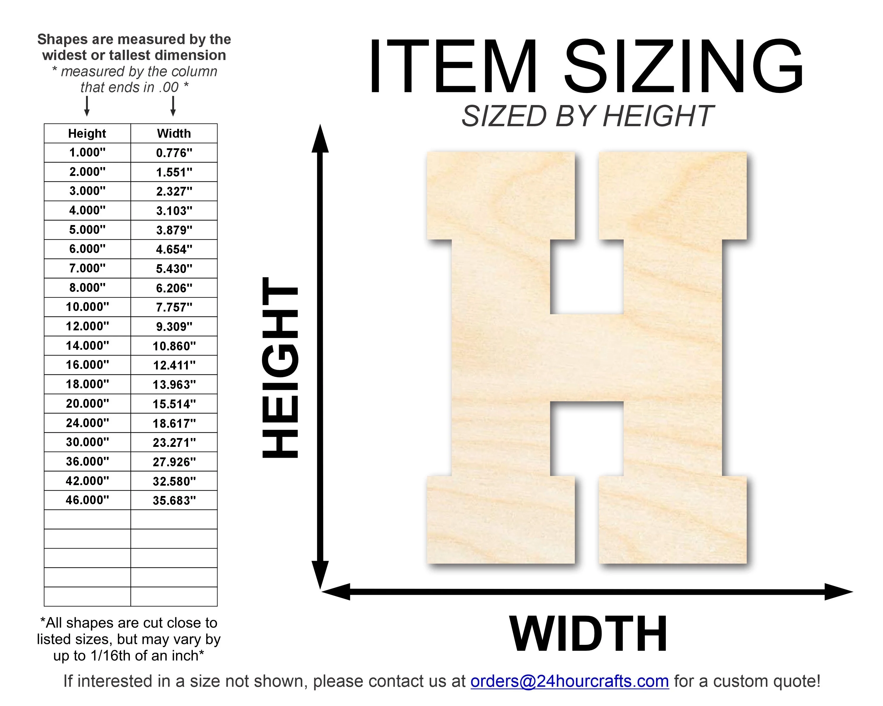 Unfinished Wood Varsity Team Font - H Shape | DIY Craft Cutout | up to 46" DIY - Image 2