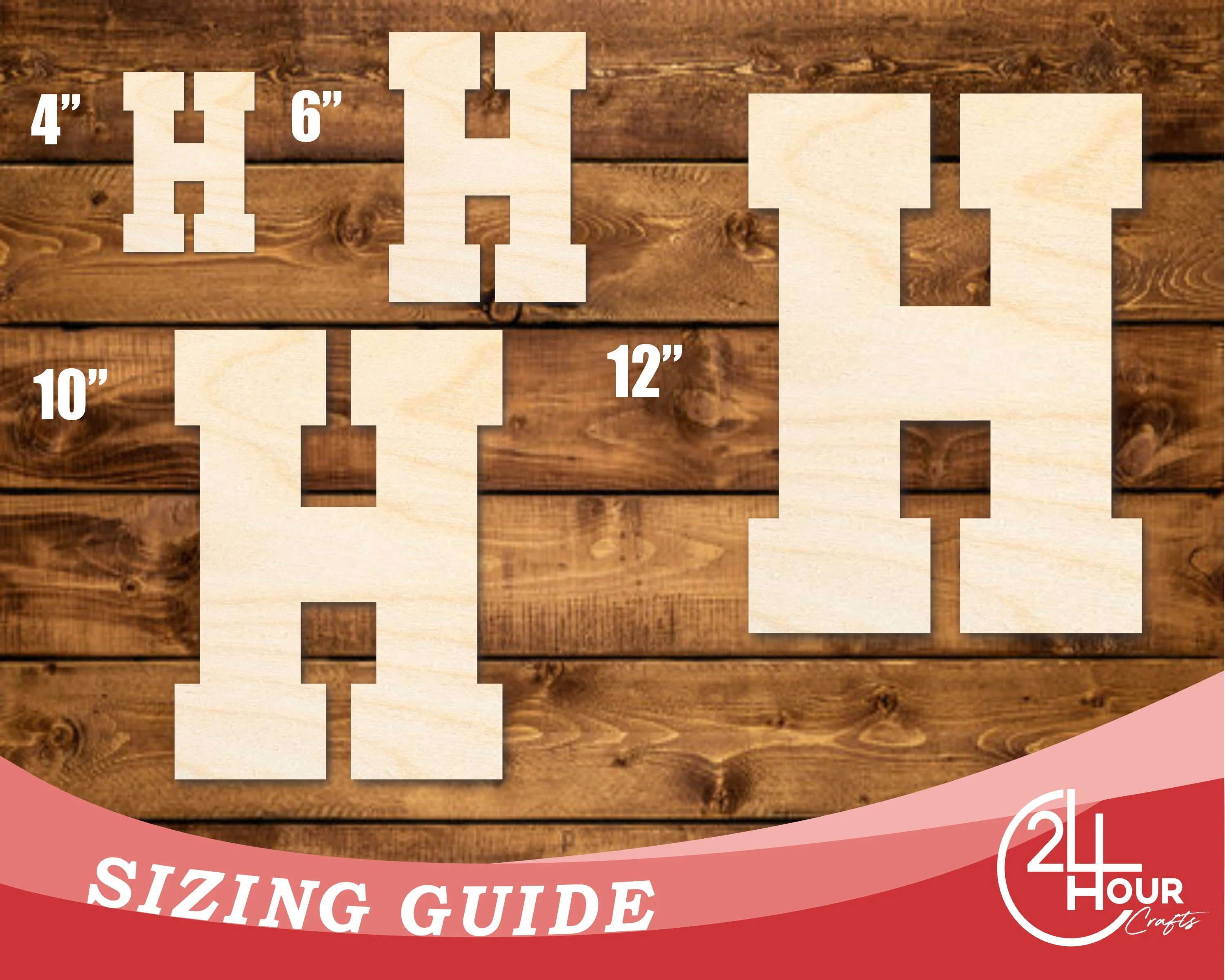 Unfinished Wood Varsity Team Font - H Shape | DIY Craft Cutout | up to 46" DIY - Image 3