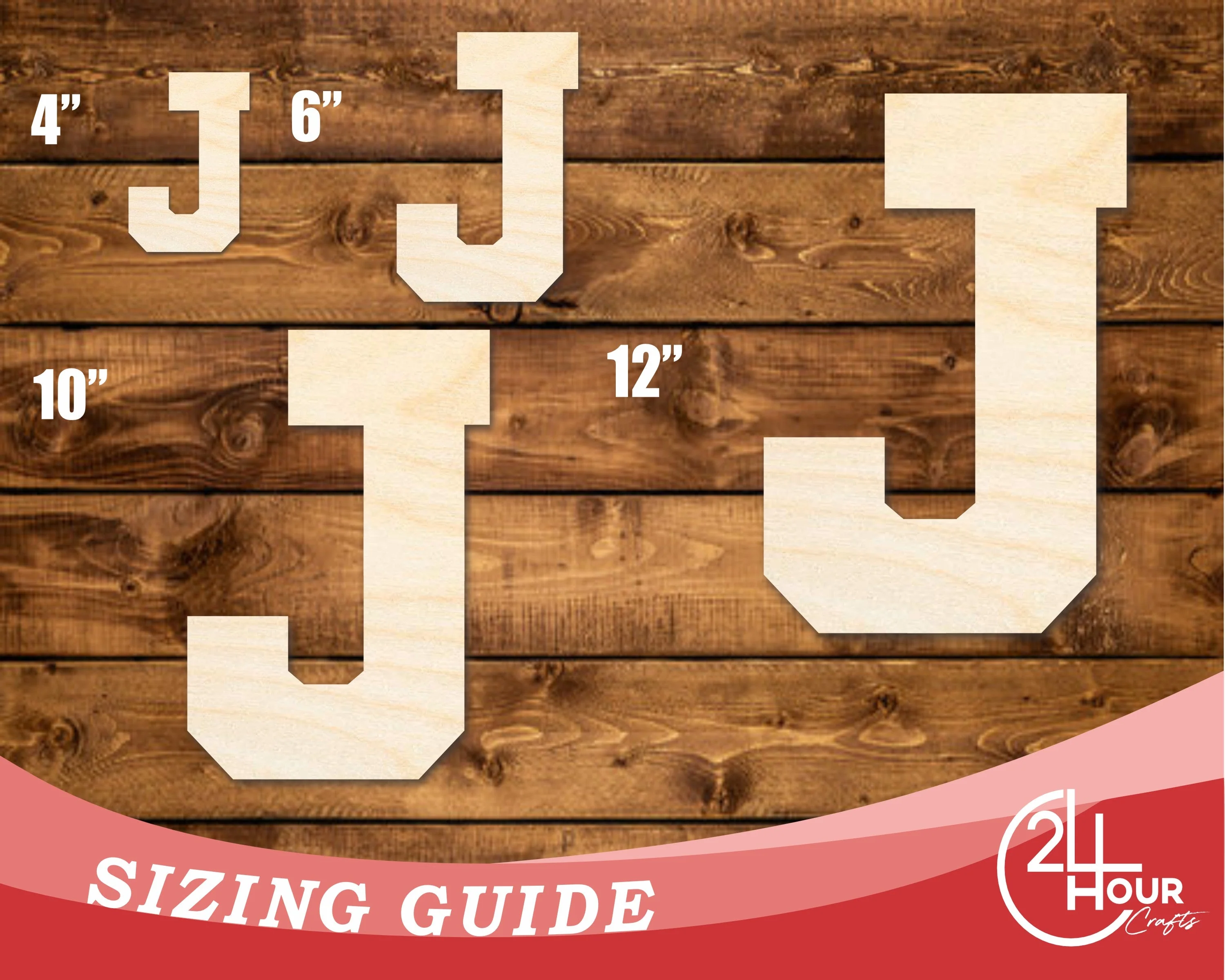 Unfinished Wood Varsity Team Font - J Shape | DIY Craft Cutout | up to 46" DIY - Image 3