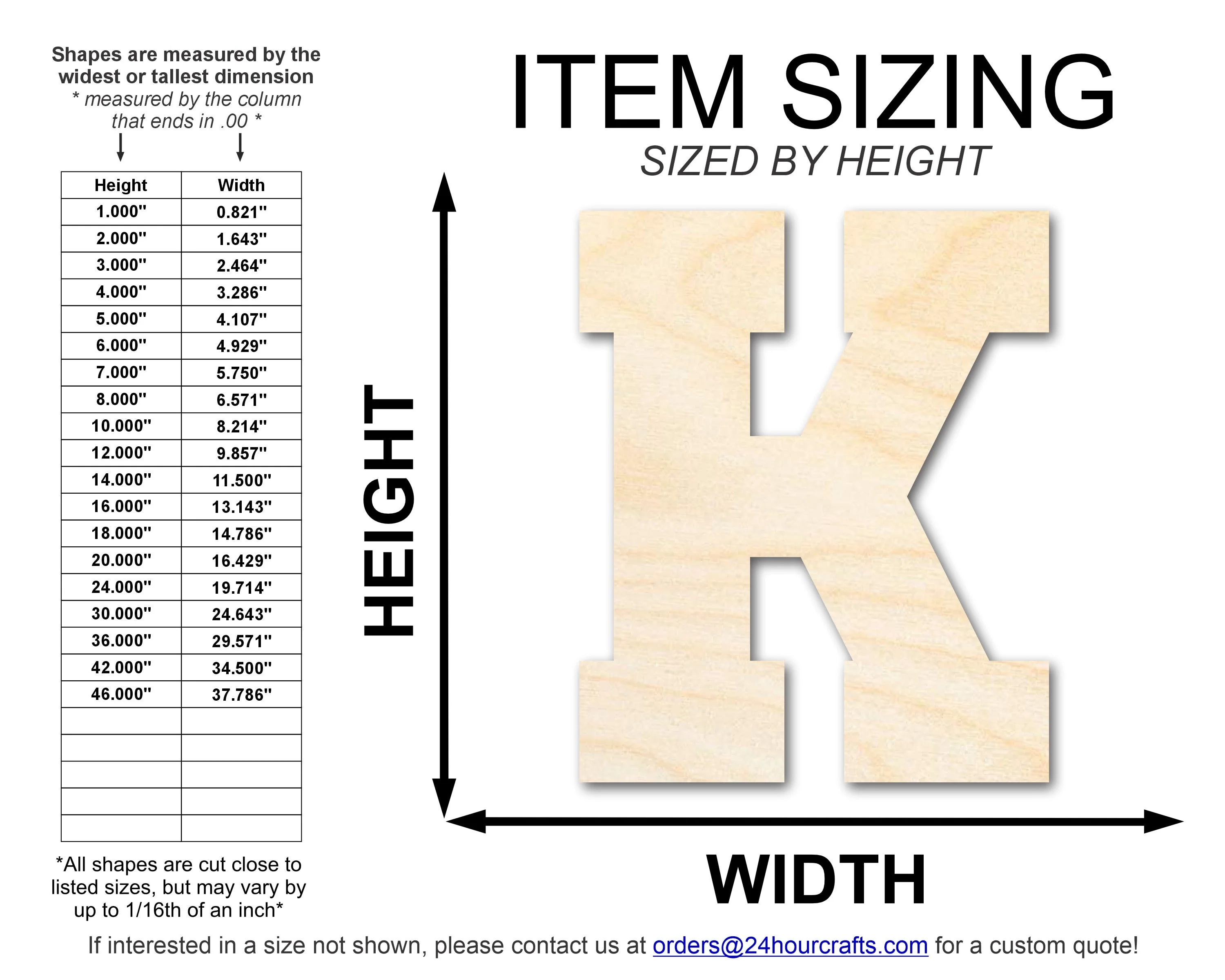 Unfinished Wood Varsity Team Font - K Shape | DIY Craft Cutout | up to 46" DIY - Image 2