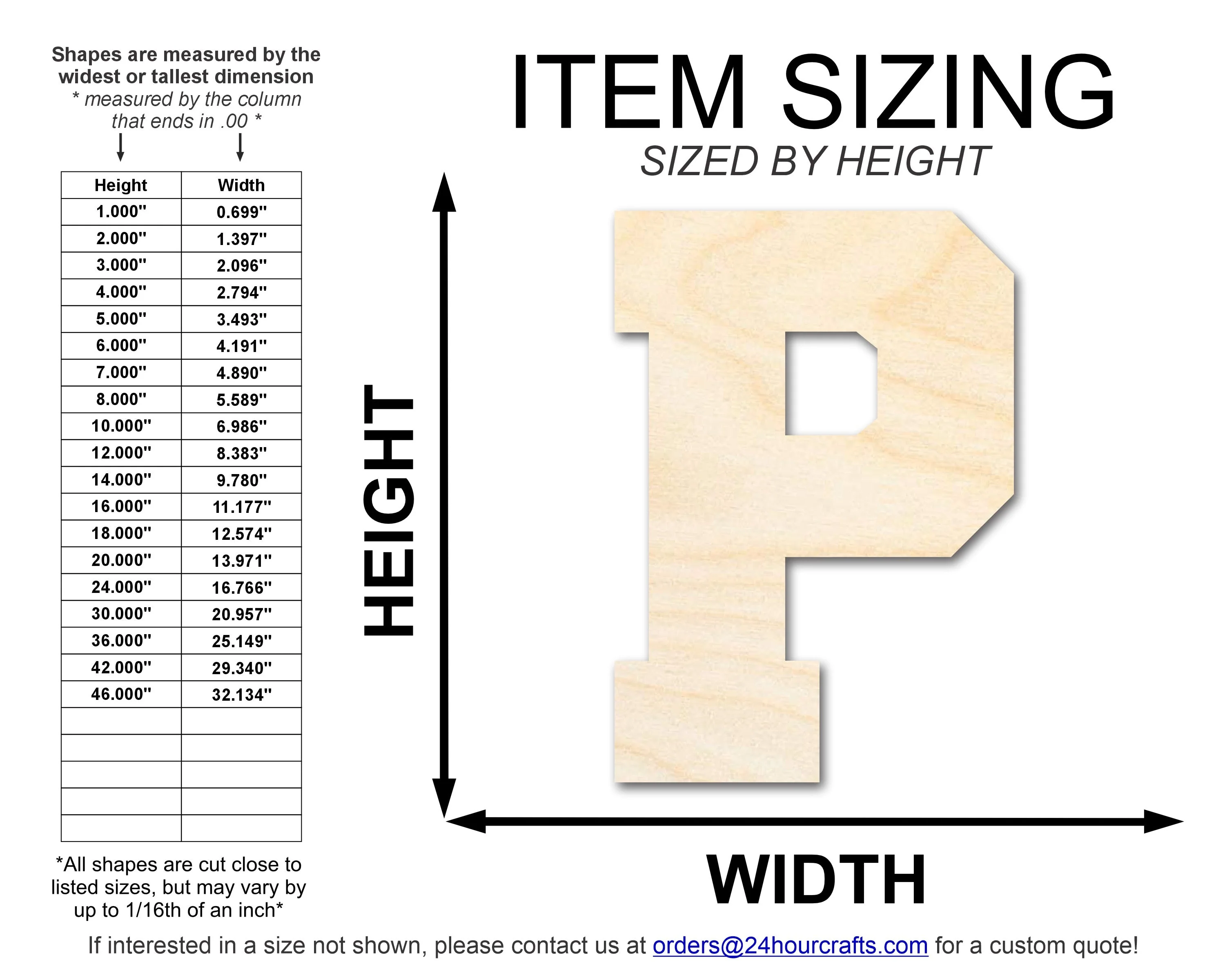 Unfinished Wood Varsity Team Font - P Shape | DIY Craft Cutout | up to 46" DIY - Image 2