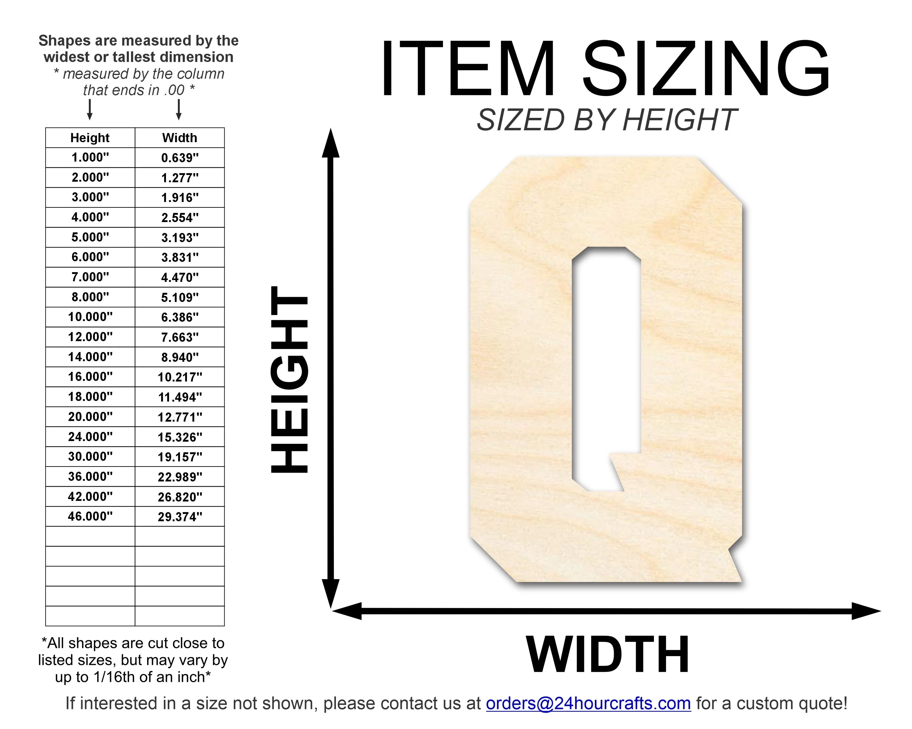Unfinished Wood Varsity Team Font - Q Shape | DIY Craft Cutout | up to 46" DIY - Image 2