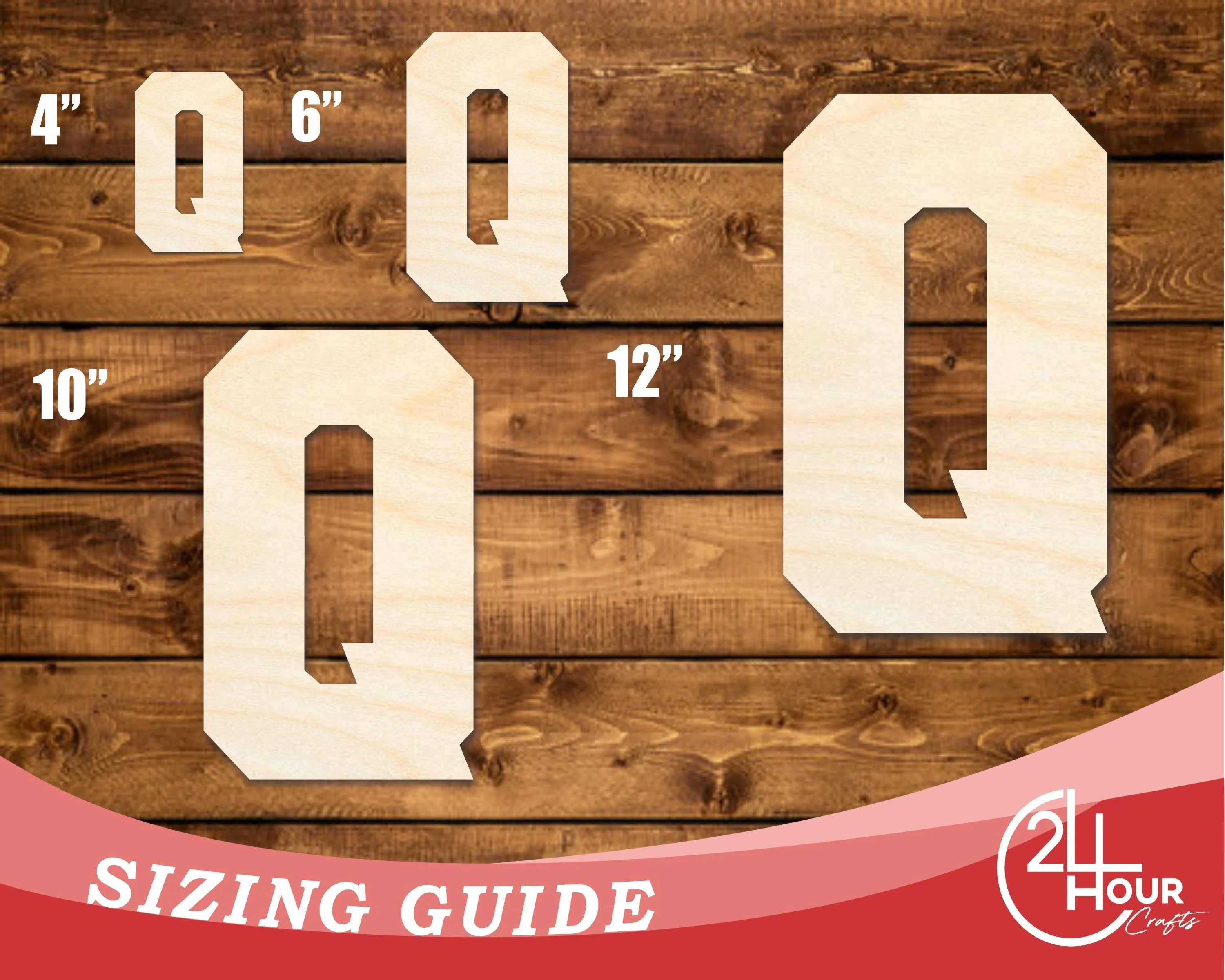 Unfinished Wood Varsity Team Font - Q Shape | DIY Craft Cutout | up to 46" DIY - Image 3