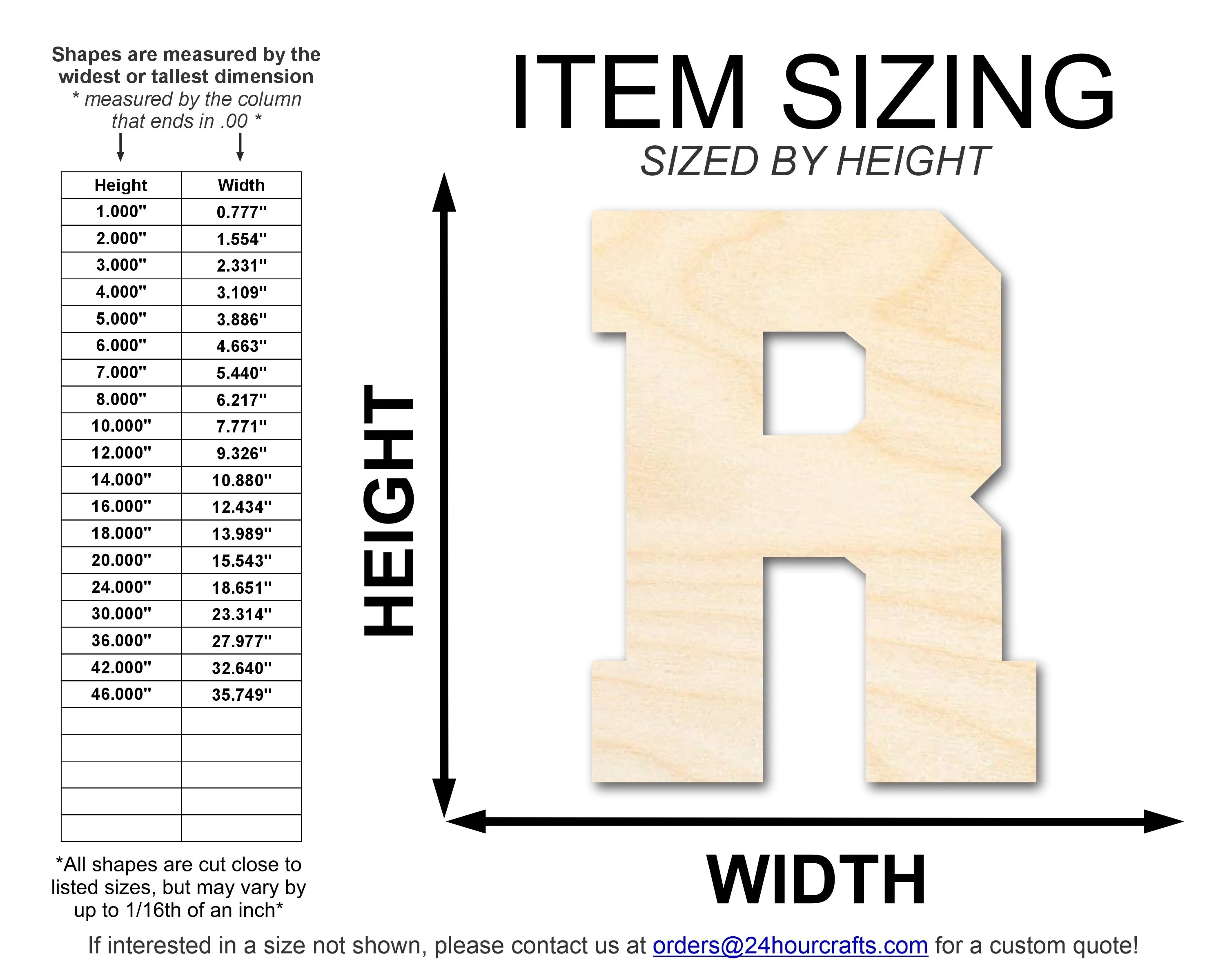 Unfinished Wood Varsity Team Font - R Shape | DIY Craft Cutout | up to 46" DIY - Image 2