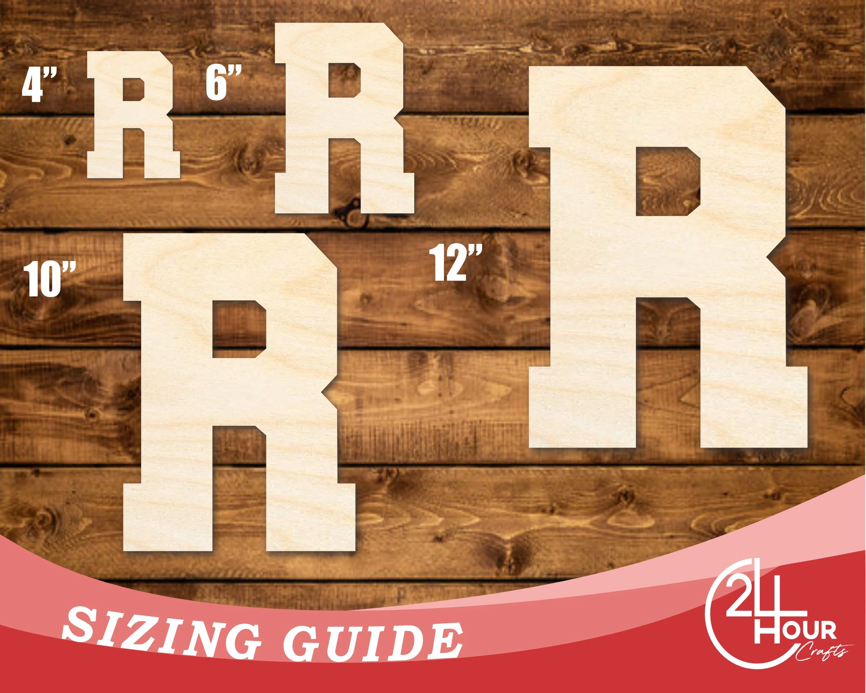 Unfinished Wood Varsity Team Font - R Shape | DIY Craft Cutout | up to 46" DIY - Image 3