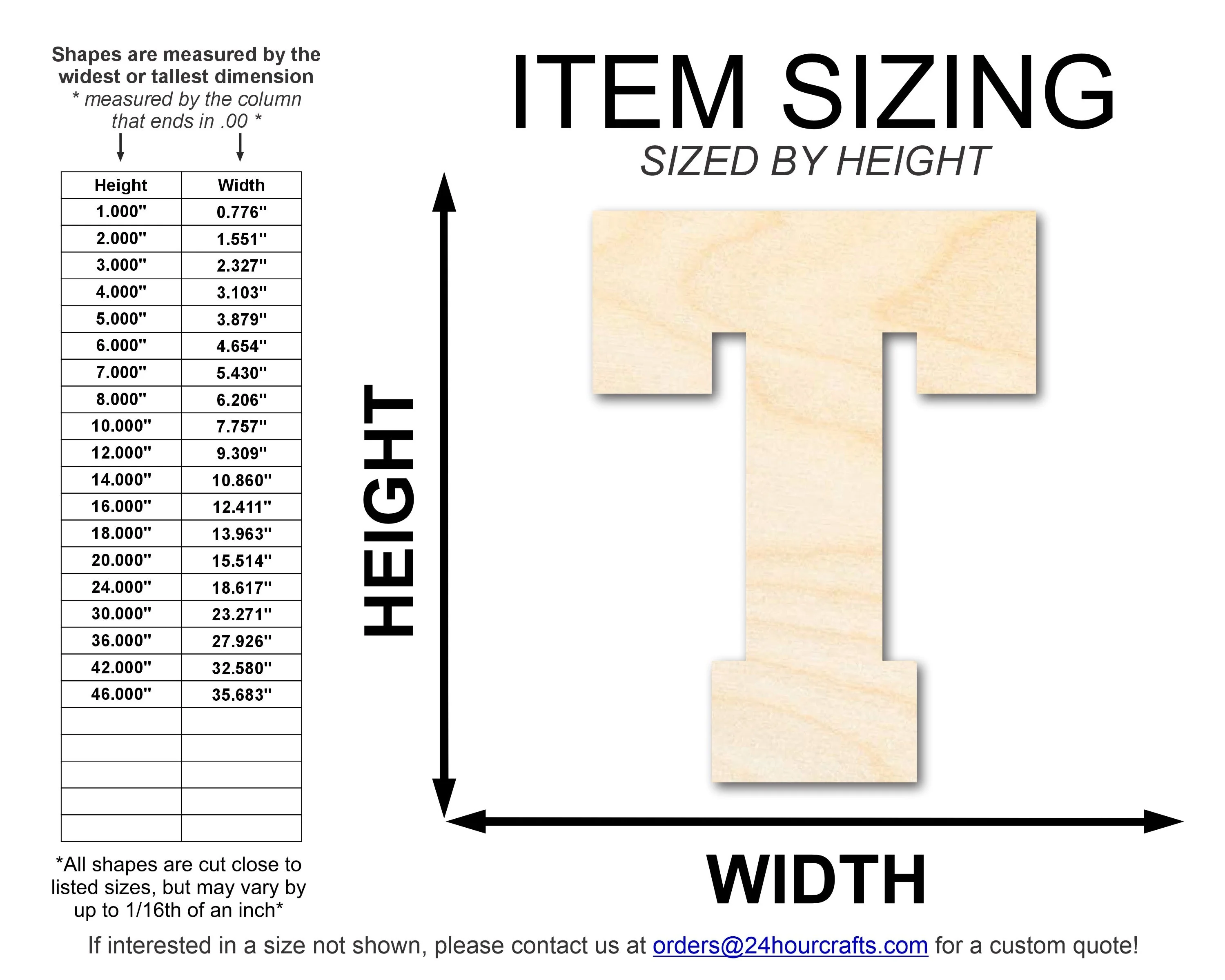 Unfinished Wood Varsity Team Font - T Shape | DIY Craft Cutout | up to 46" DIY - Image 2
