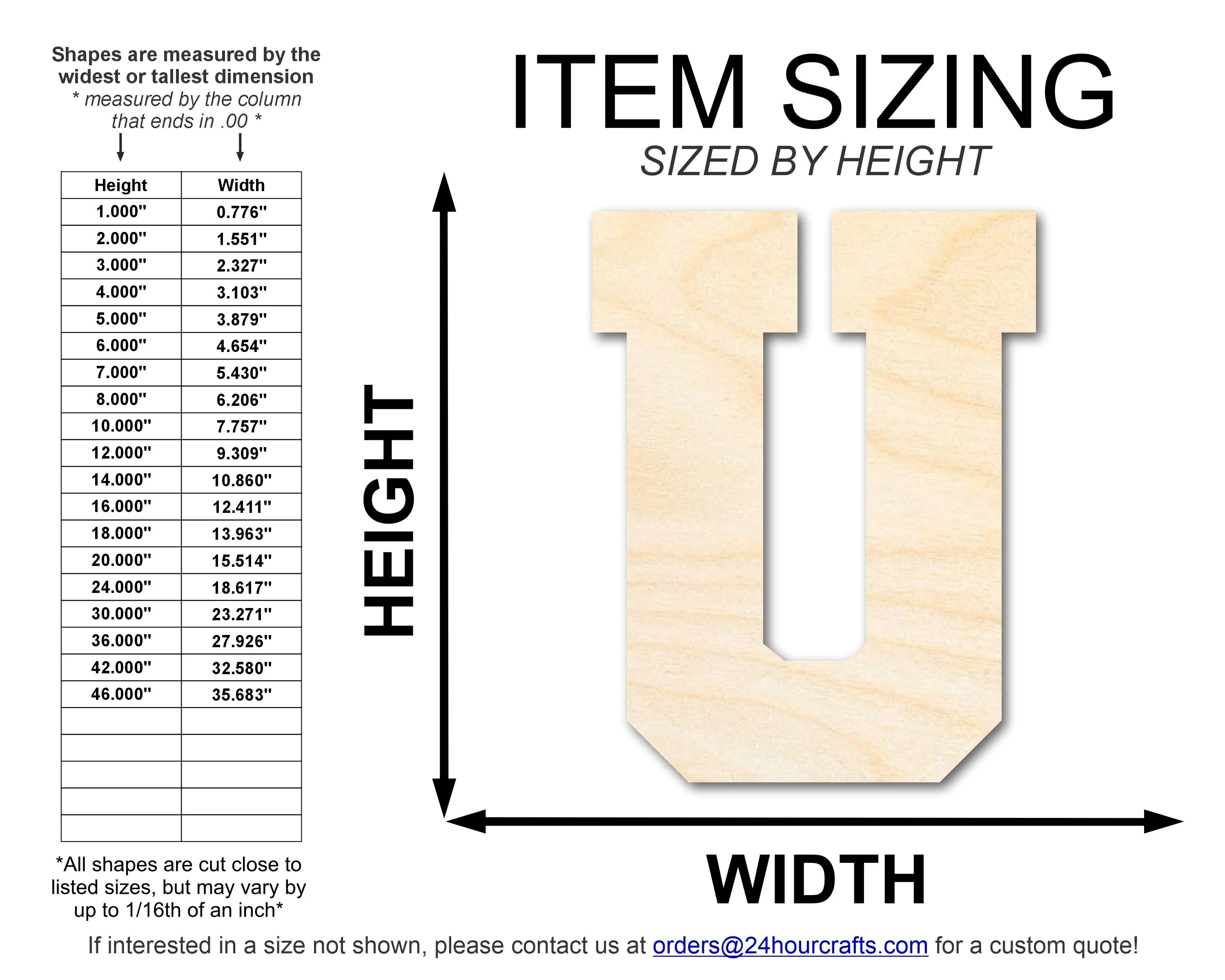 Unfinished Wood Varsity Team Font - U Shape | DIY Craft Cutout | up to 46" DIY - Image 2