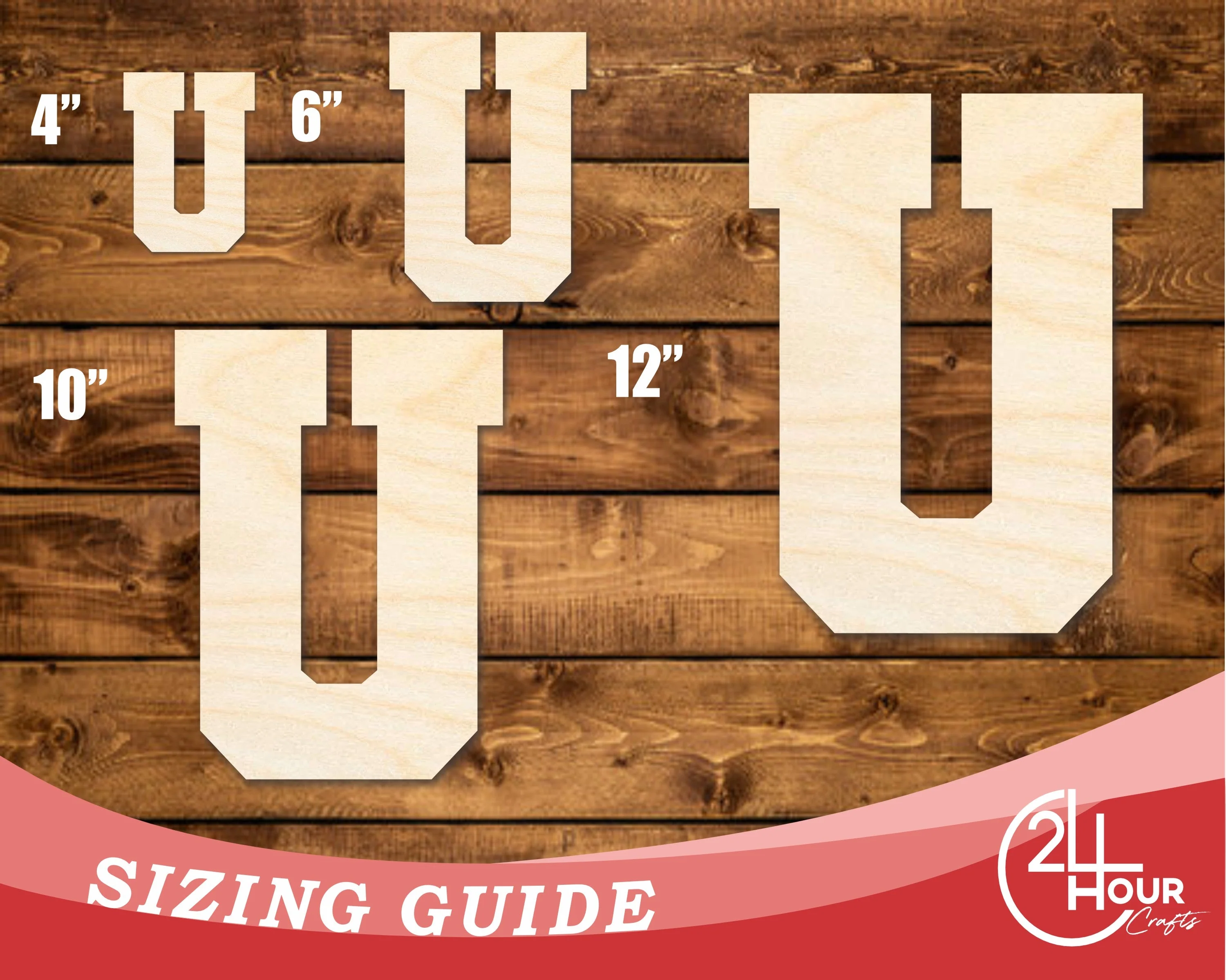 Unfinished Wood Varsity Team Font - U Shape | DIY Craft Cutout | up to 46" DIY - Image 3