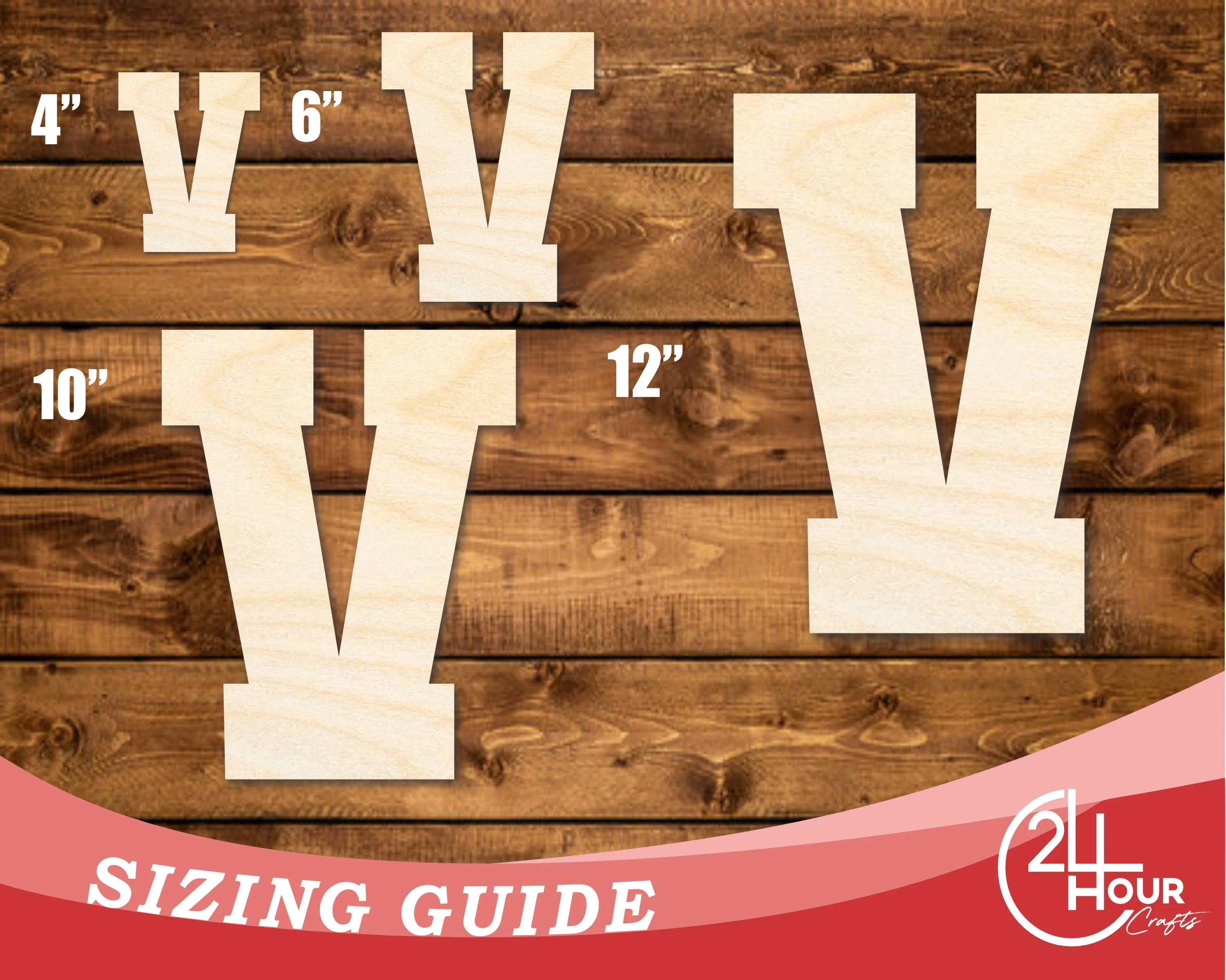 Unfinished Wood Varsity Team Font - V Shape | DIY Craft Cutout | up to 46" DIY - Image 3