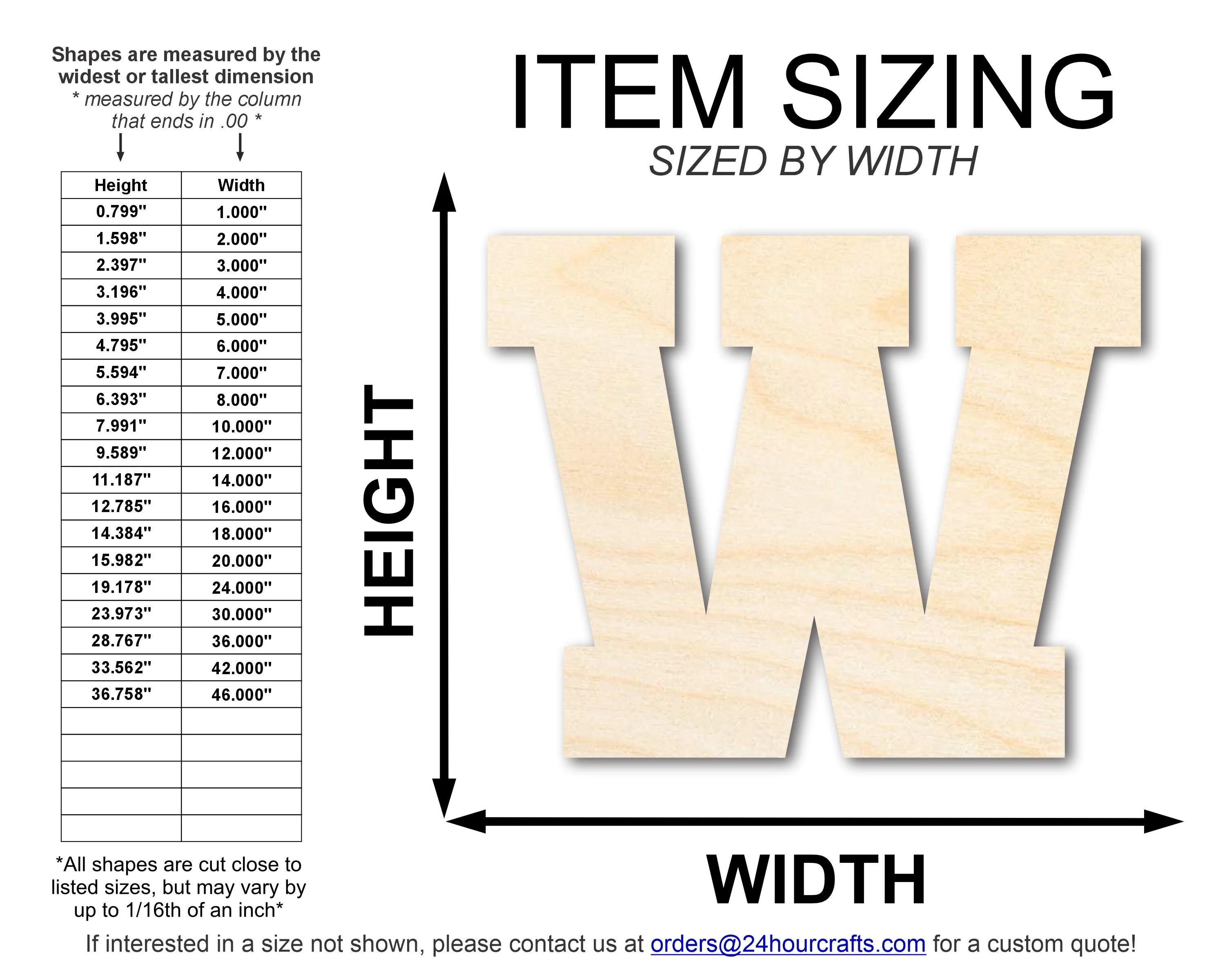 Unfinished Wood Varsity Team Font - W Shape | DIY Craft Cutout | up to 46" DIY - Image 2