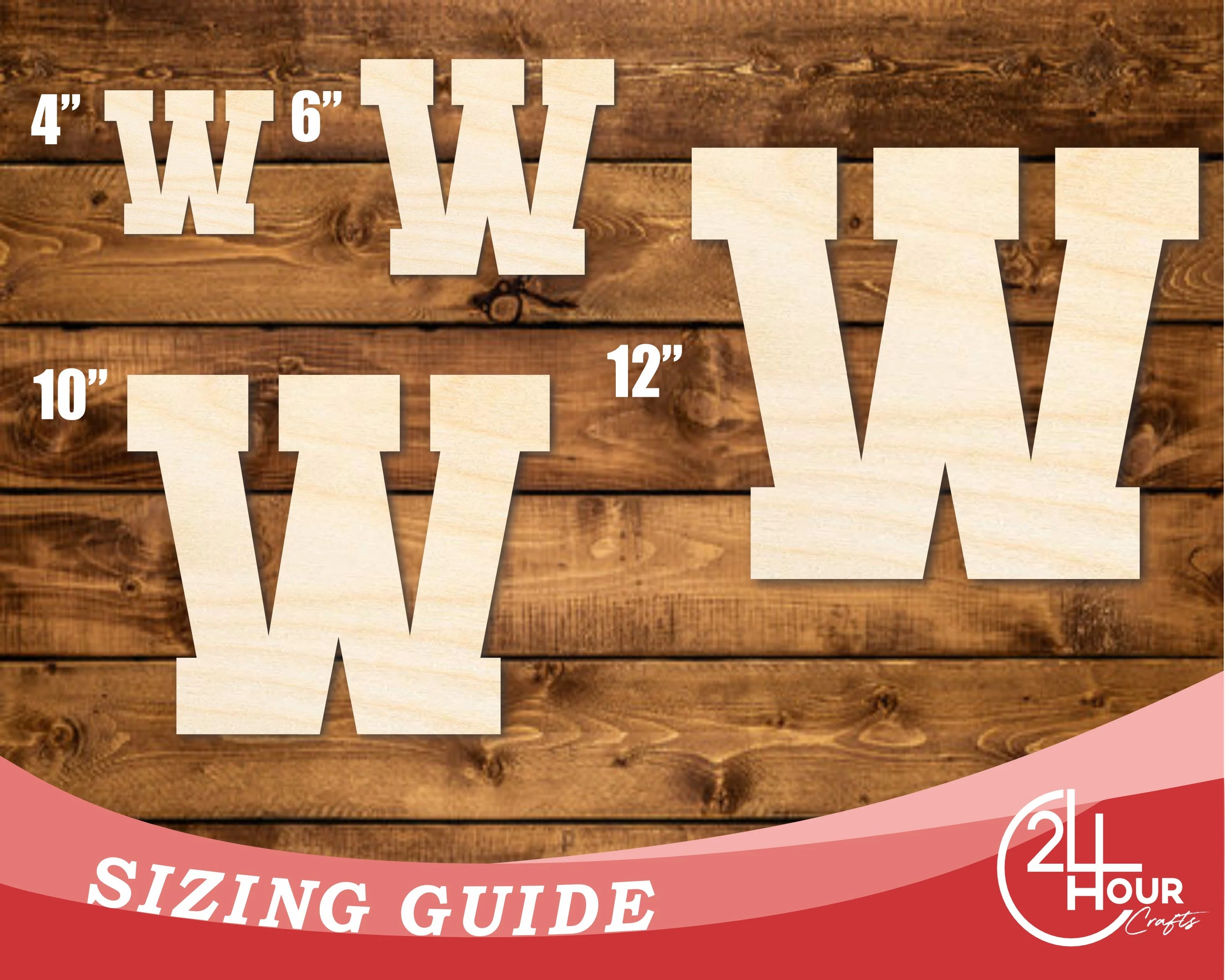 Unfinished Wood Varsity Team Font - W Shape | DIY Craft Cutout | up to 46" DIY - Image 3