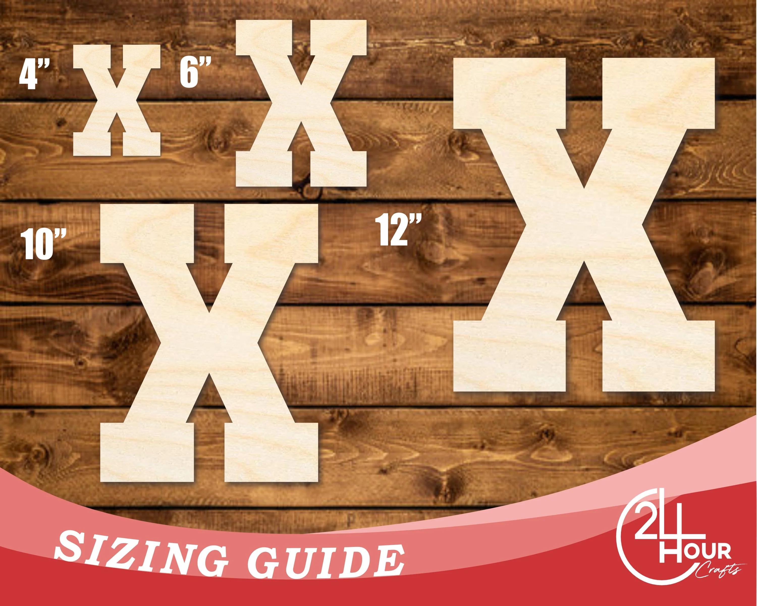 Unfinished Wood Varsity Team Font - X Shape | DIY Craft Cutout | up to 46" DIY - Image 3