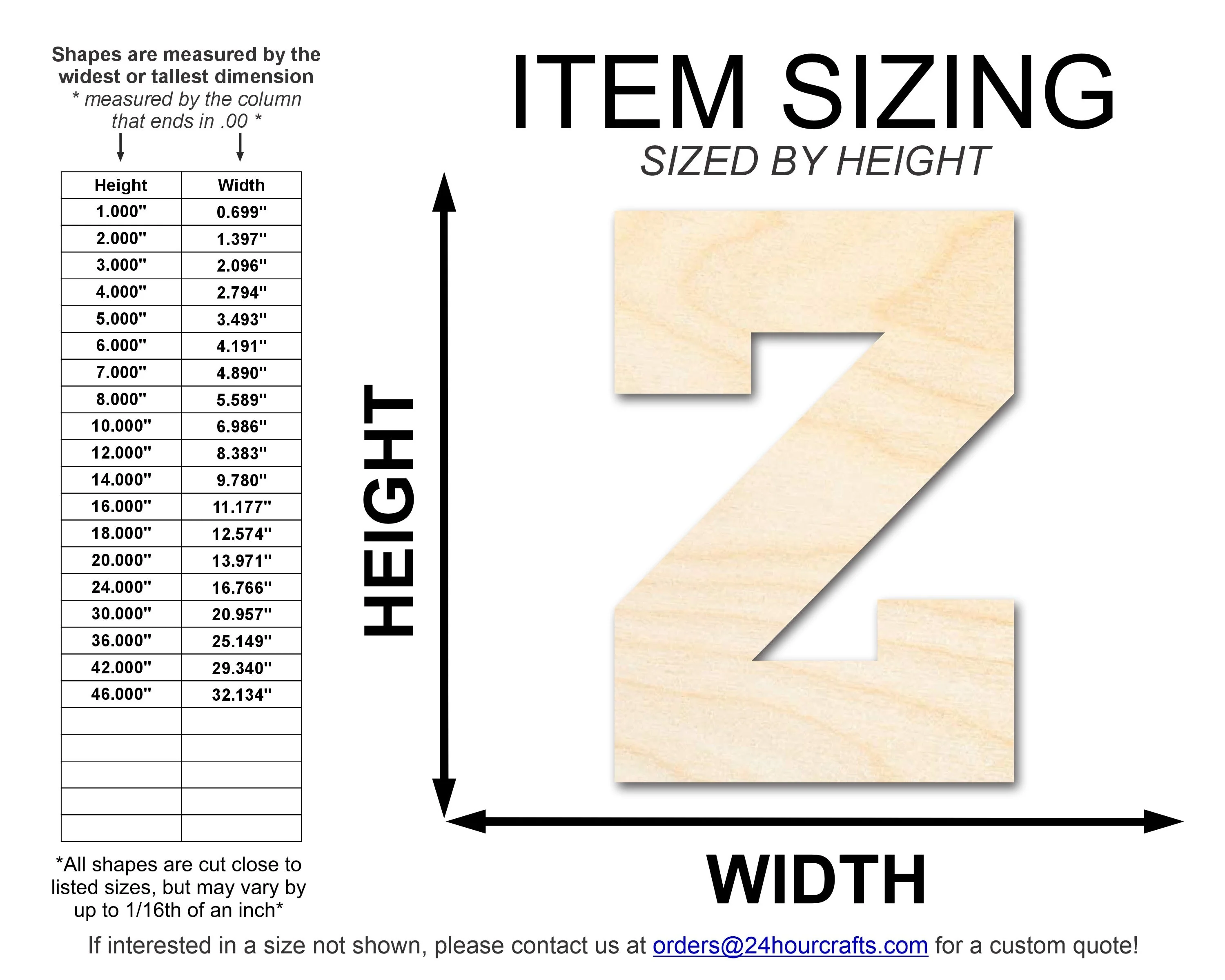 Unfinished Wood Varsity Team Font - Z Shape | DIY Craft Cutout | up to 46" DIY - Image 2