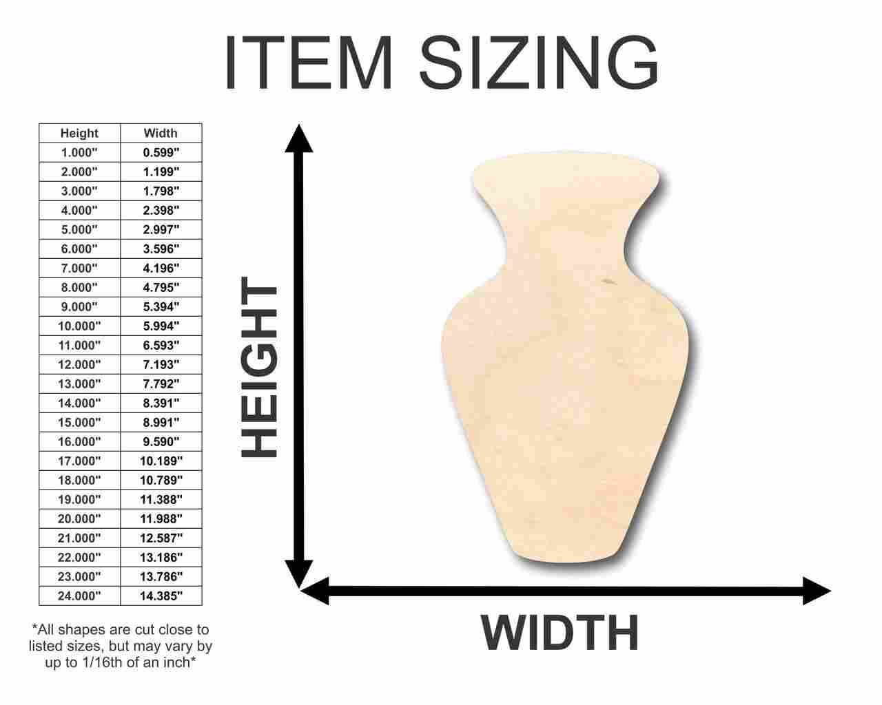 Unfinished Wood Vase Shape - Craft- up to 46" DIY - Image 2