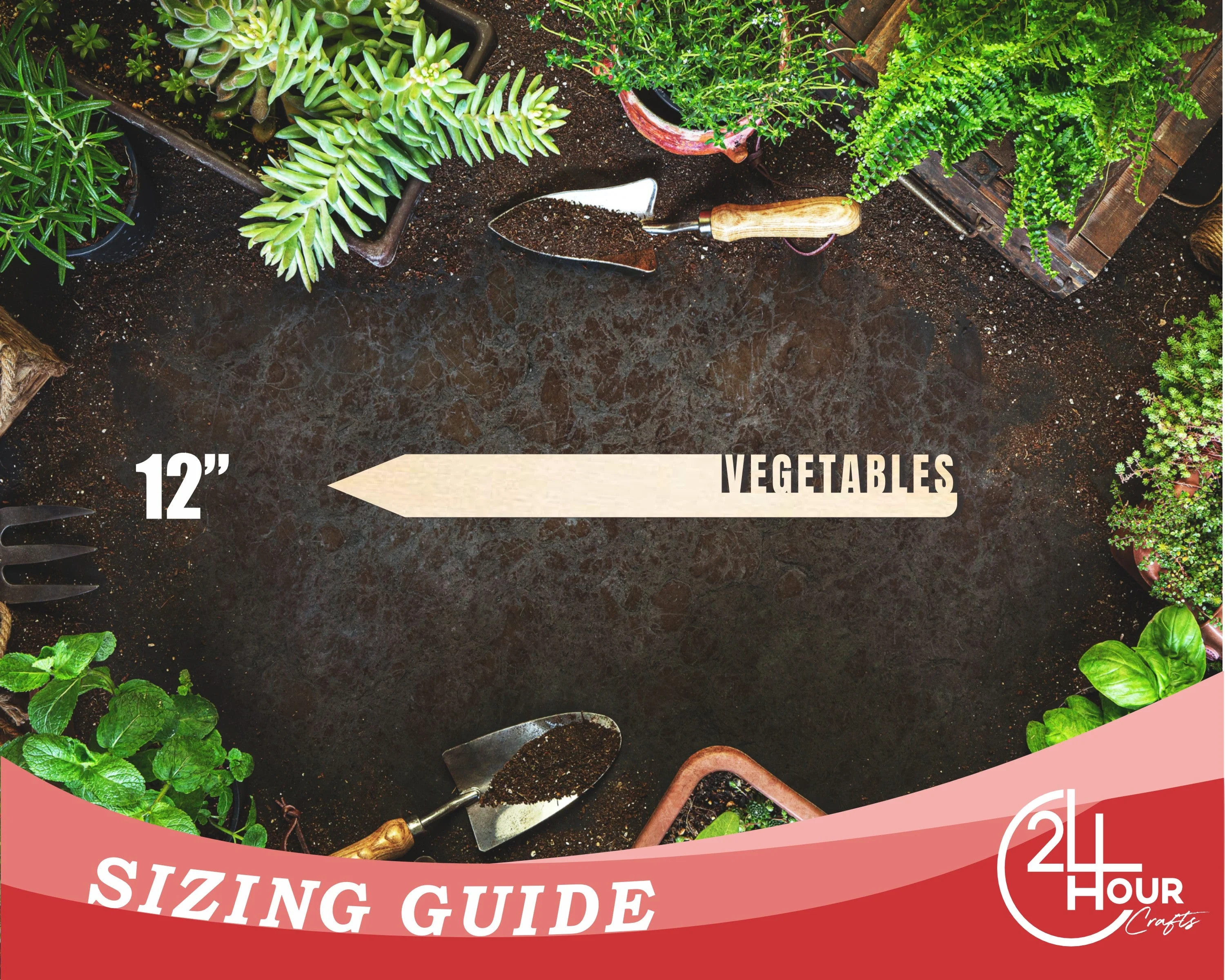 Unfinished Wood Vegetables Garden Stake | DIY Craft Cutout | up to 24" DIY - Image 3