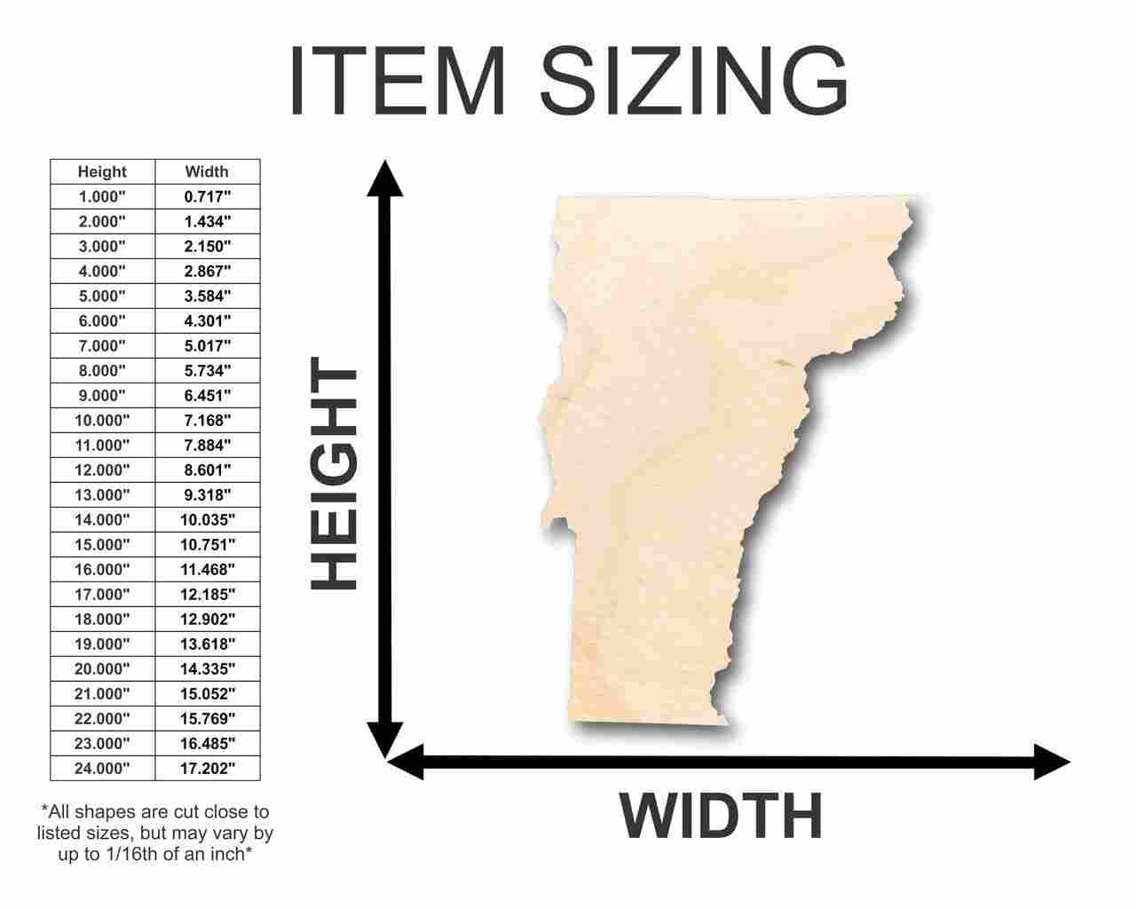 Unfinished Wood Vermont Shape - State - Craft - up to 46" DIY - Image 2
