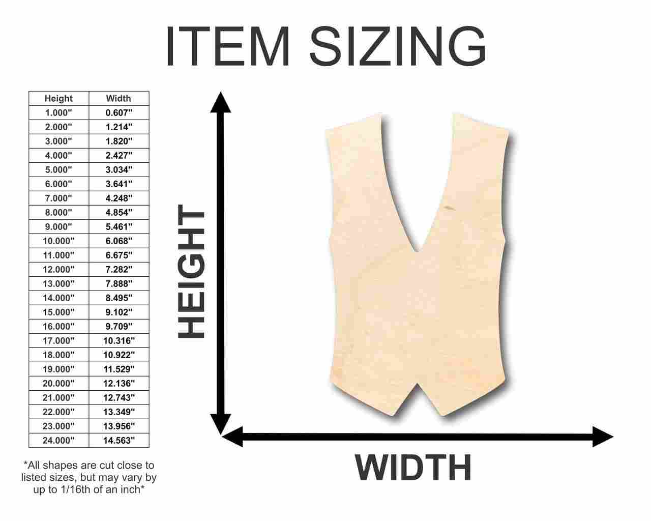 Unfinished Wood Vest Shape - Groomsmen - Craft - up to 46" DIY - Image 2