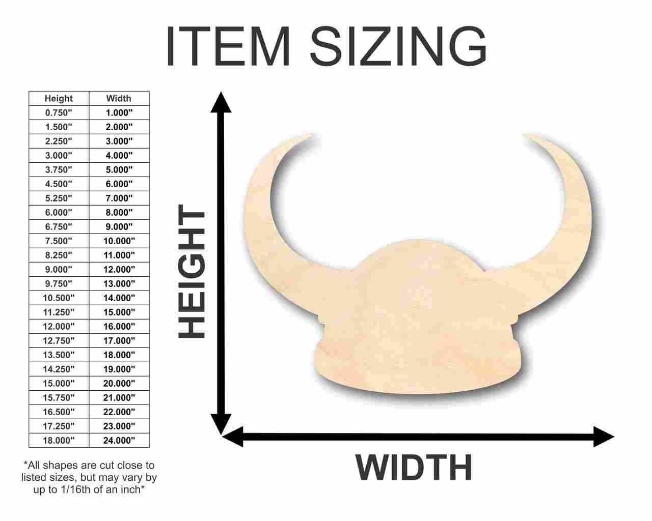 Unfinished Wood Viking Hat Shape - Football - History - Craft - up to 46" DIY - Image 2