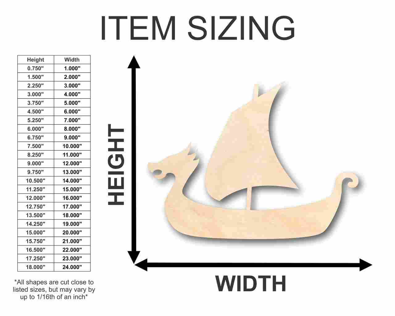 Unfinished Wood Viking Ship Shape - Sailing - History - Craft - up to 46" DIY - Image 2