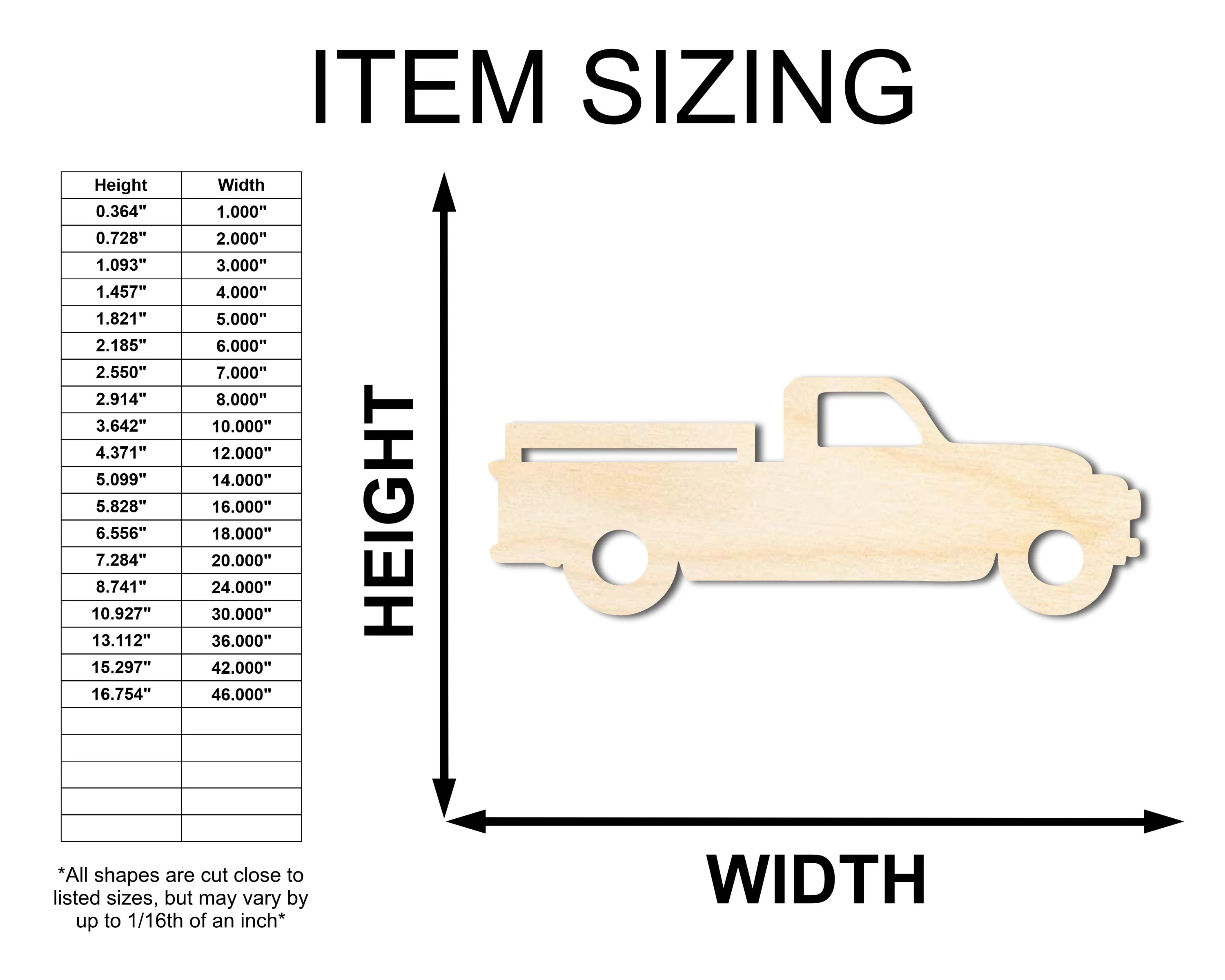 Unfinished Wood Vintage Pickup Truck Shape - Vehicle Truck Craft - up to 46" DIY - Image 2