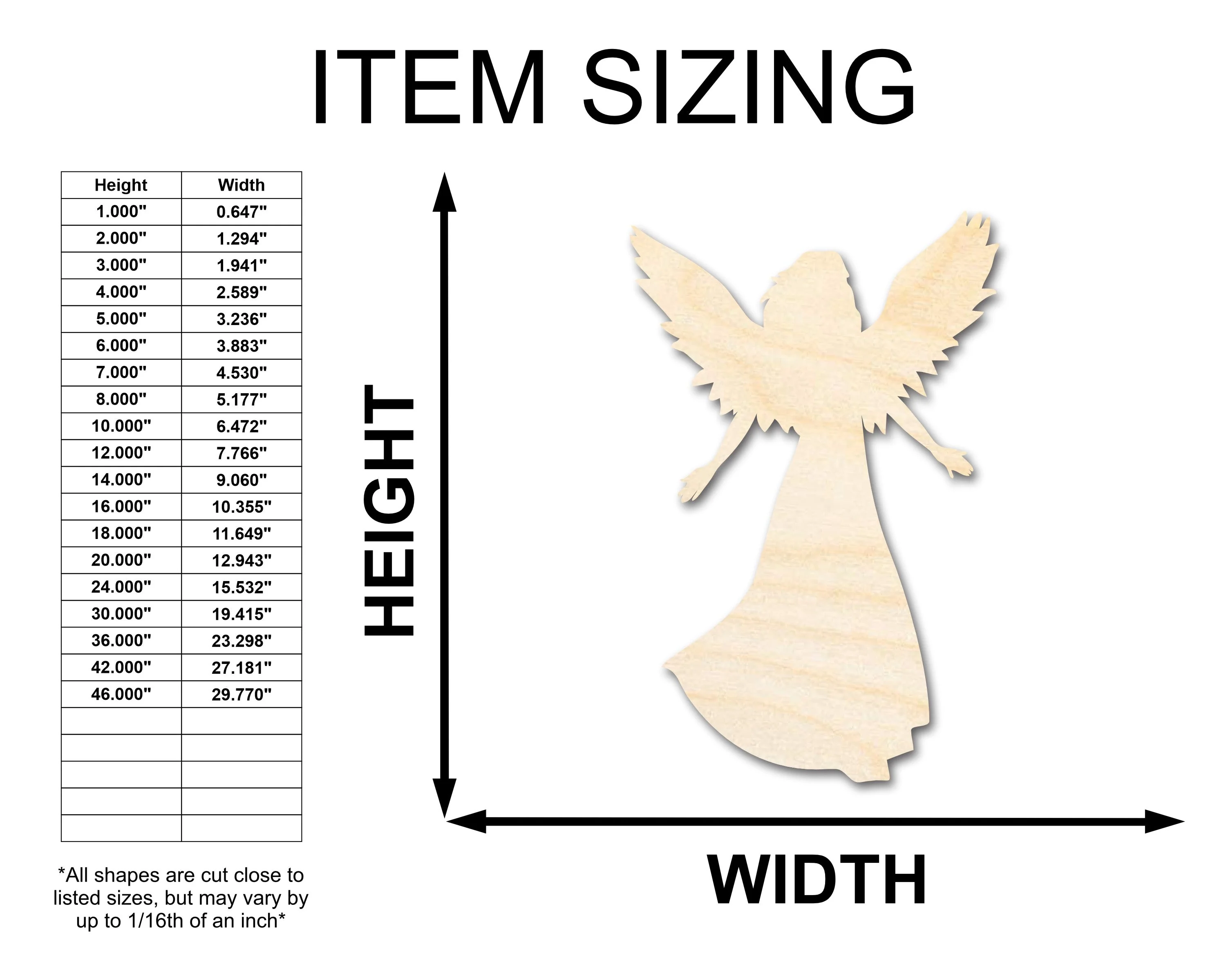 Unfinished Wood Virgo Angel Shape - Zodiac Craft - up to 46" - Image 2