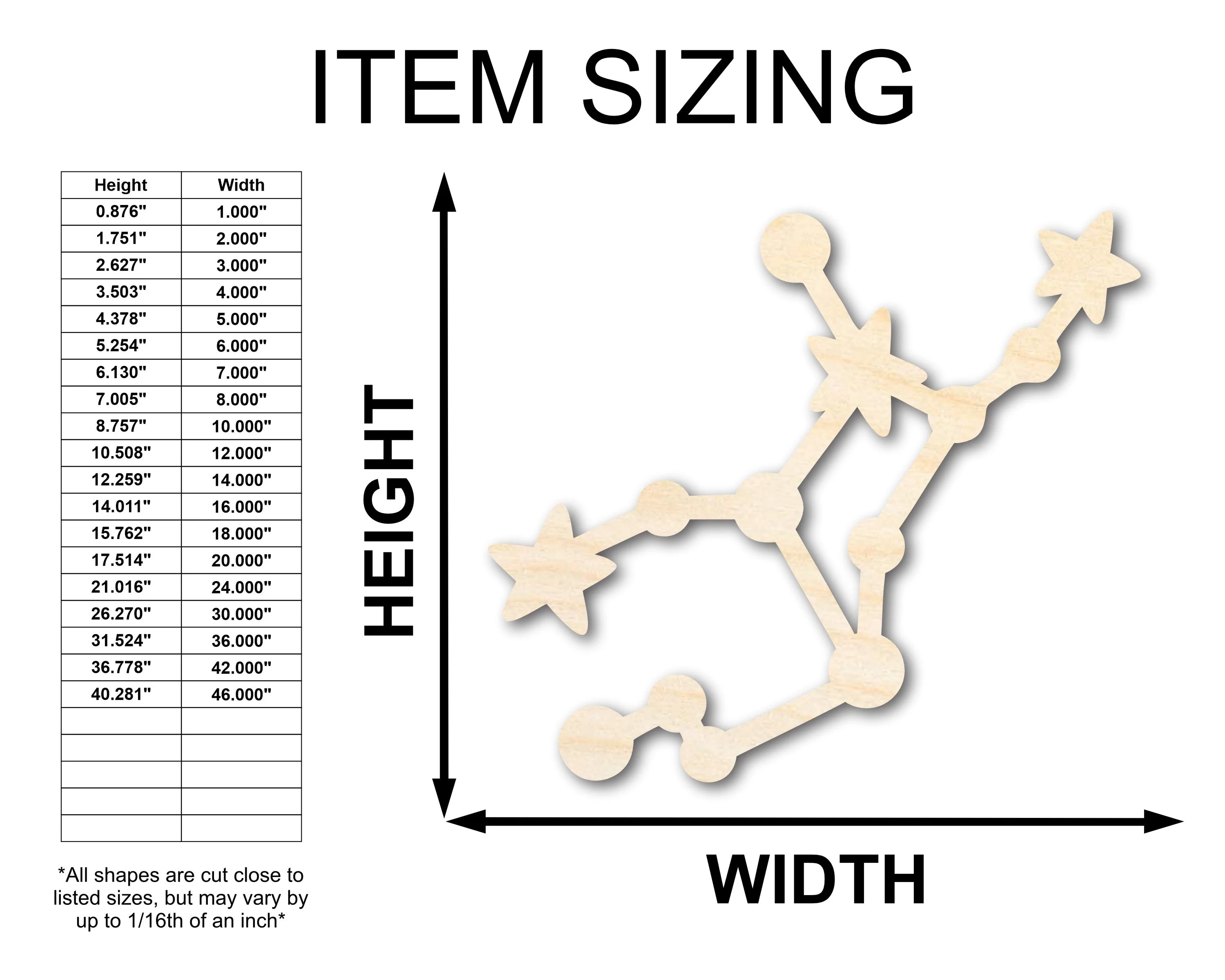 Unfinished Wood Virgo Constellation Shape - Zodiac Craft - up to 46" - Image 2
