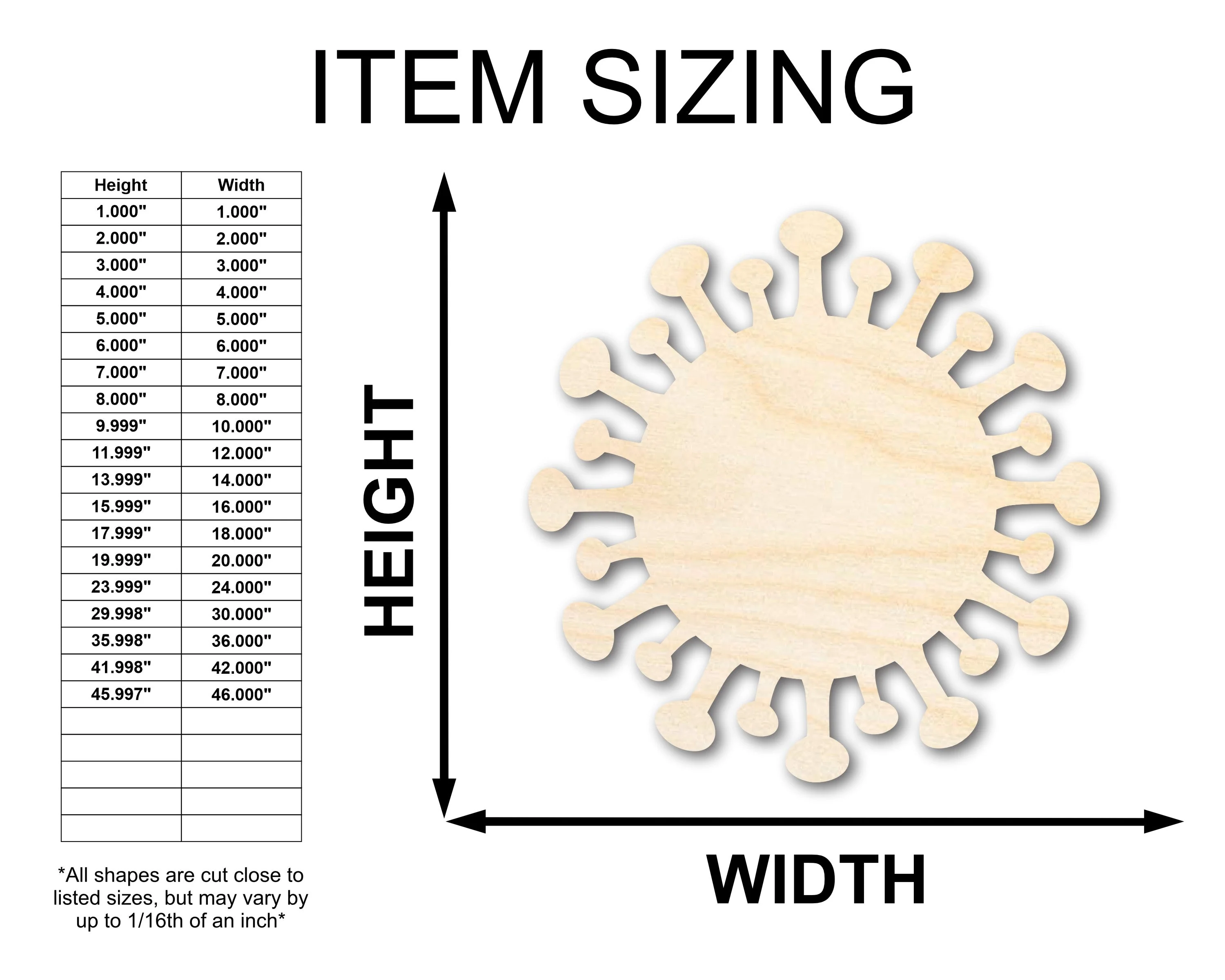 Unfinished Wood Virus Shape | Germ Craft Cutout | up to 46" DIY - Image 2