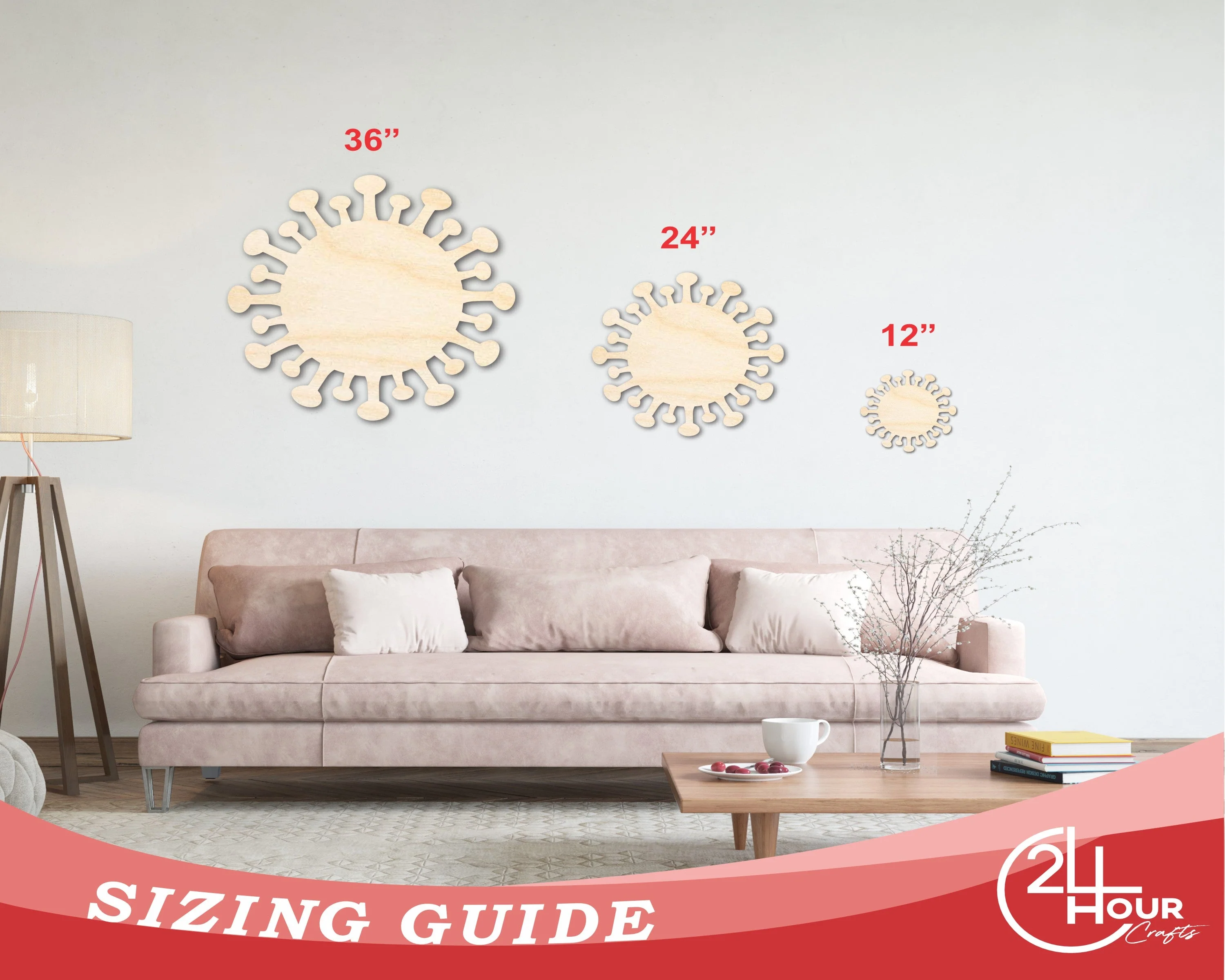 Unfinished Wood Virus Shape | Germ Craft Cutout | up to 46" DIY - Image 3