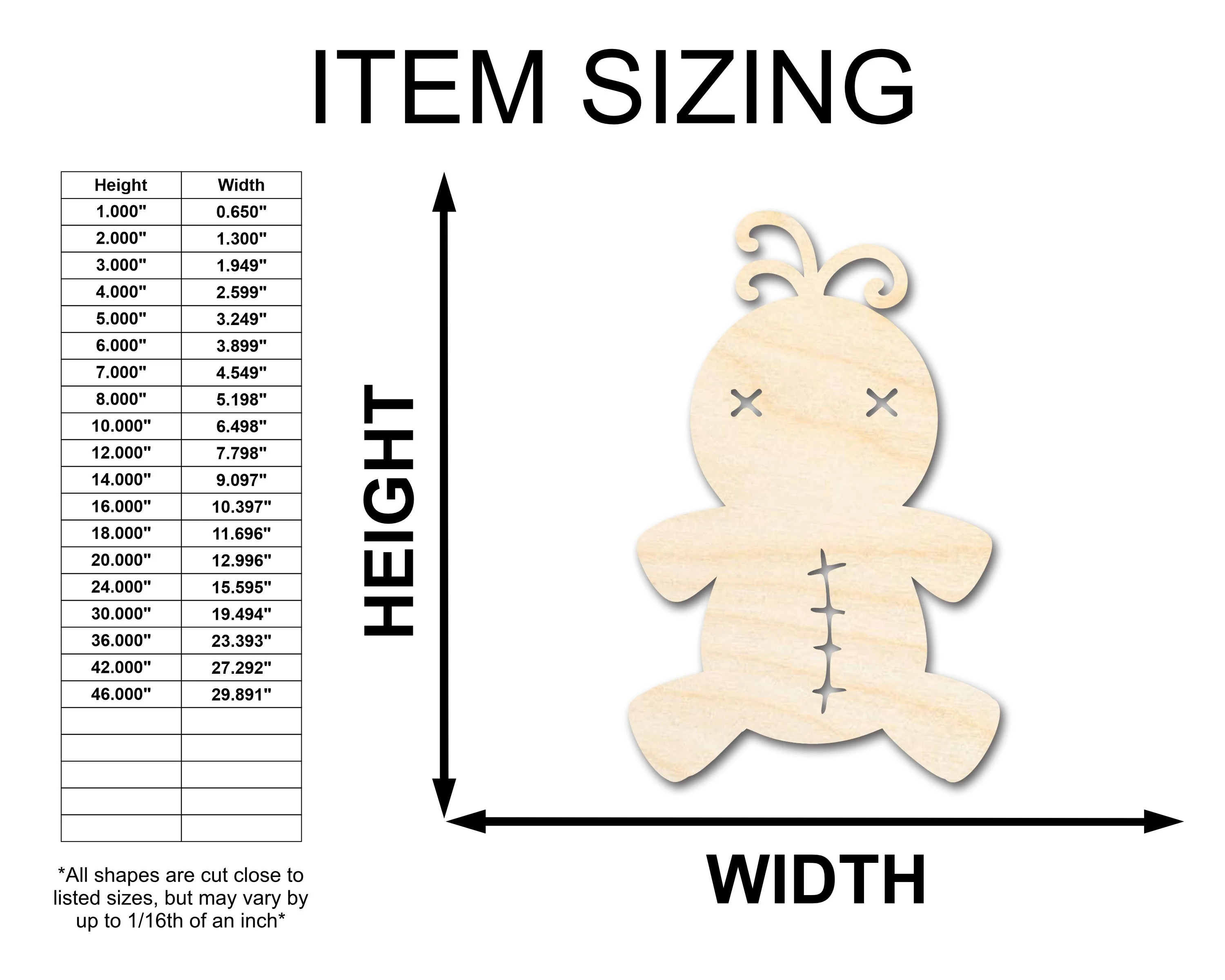 Unfinished Wood Voodoo Doll Shape - Craft - up to 46" - Image 2