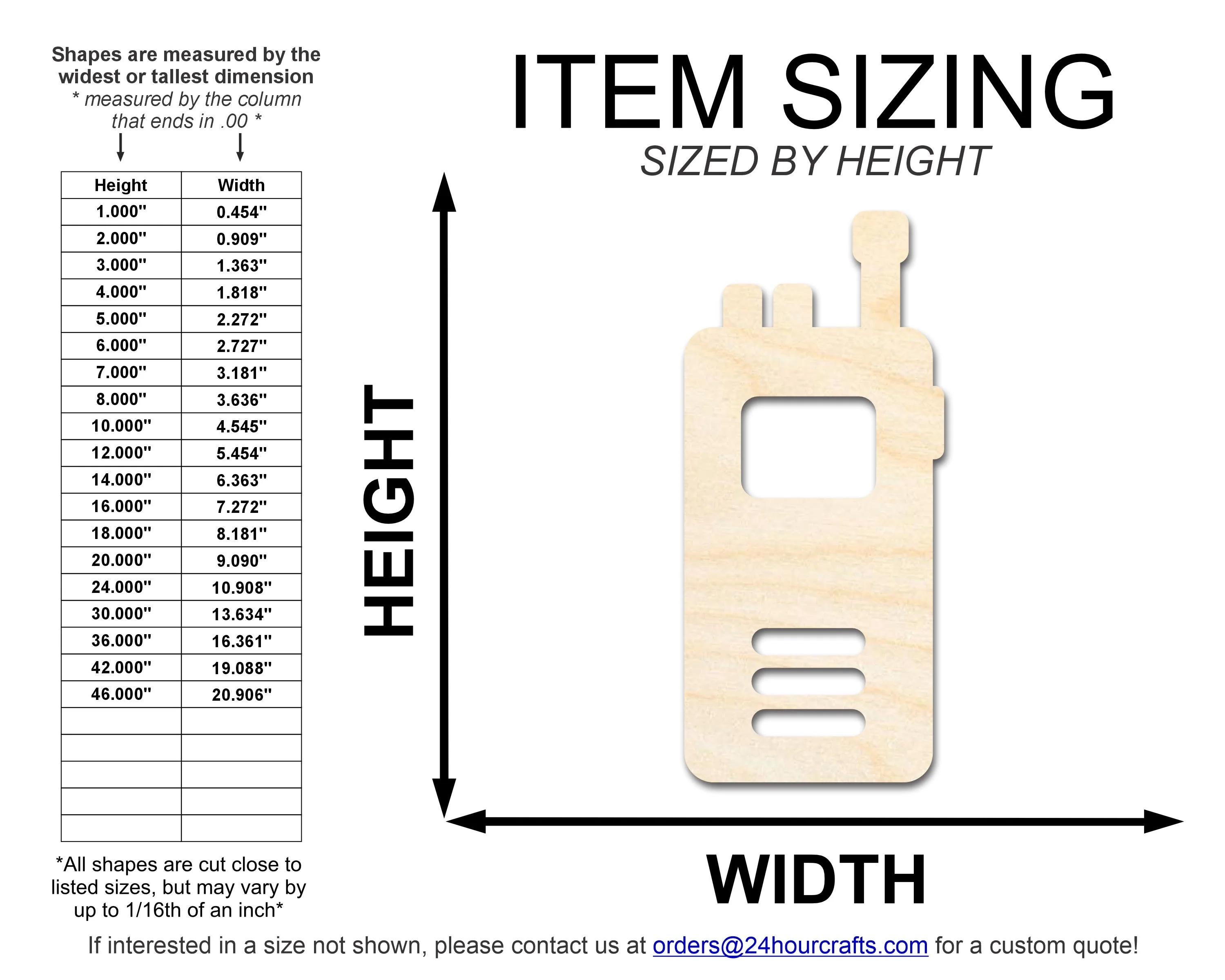 Unfinished Wood Walkie Talkie Shape | Craft Cutout | up to 46" DIY - Image 2