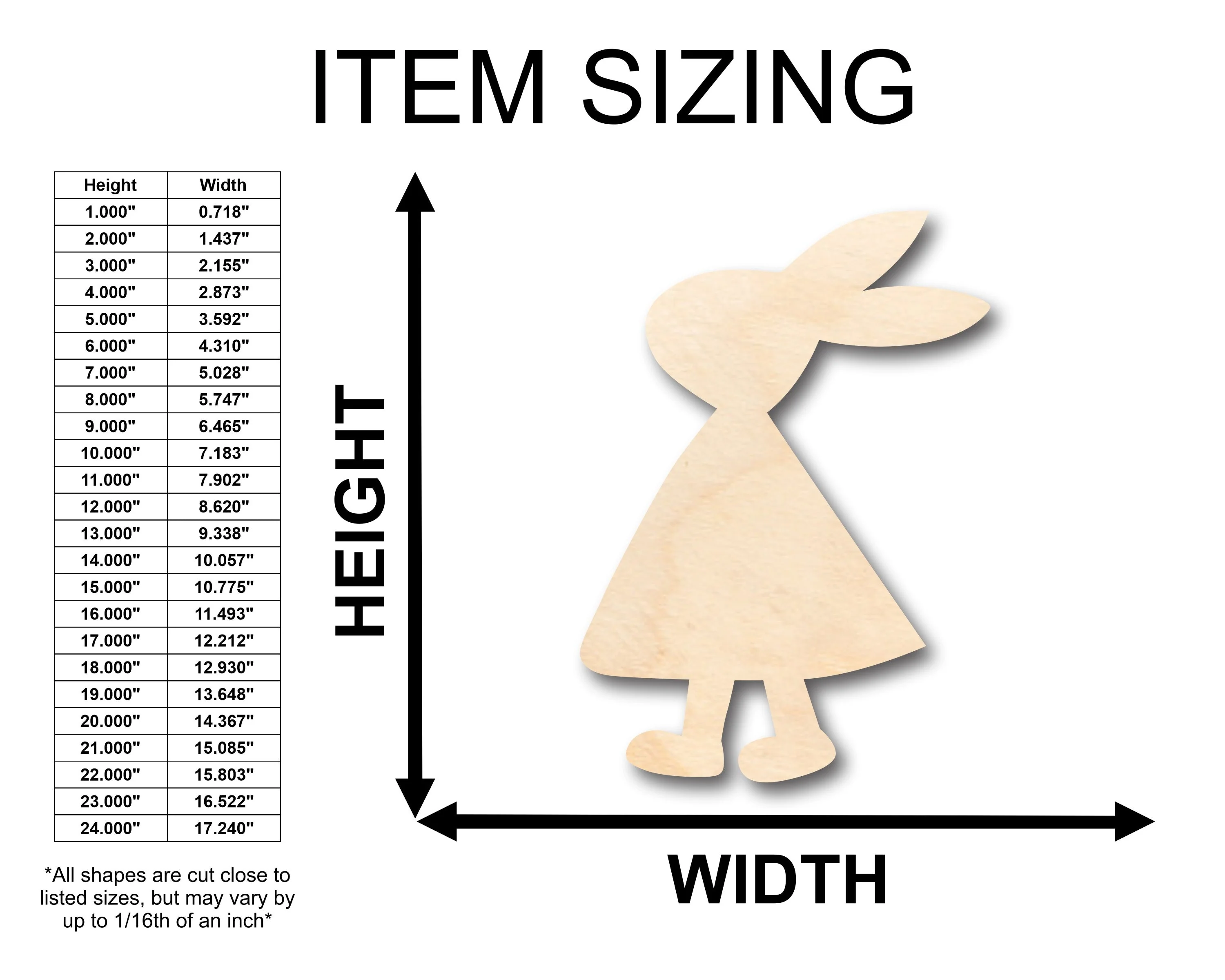 Unfinished Wood Walking Female Rabbit Shape - Craft - up to 46" DIY - Image 2