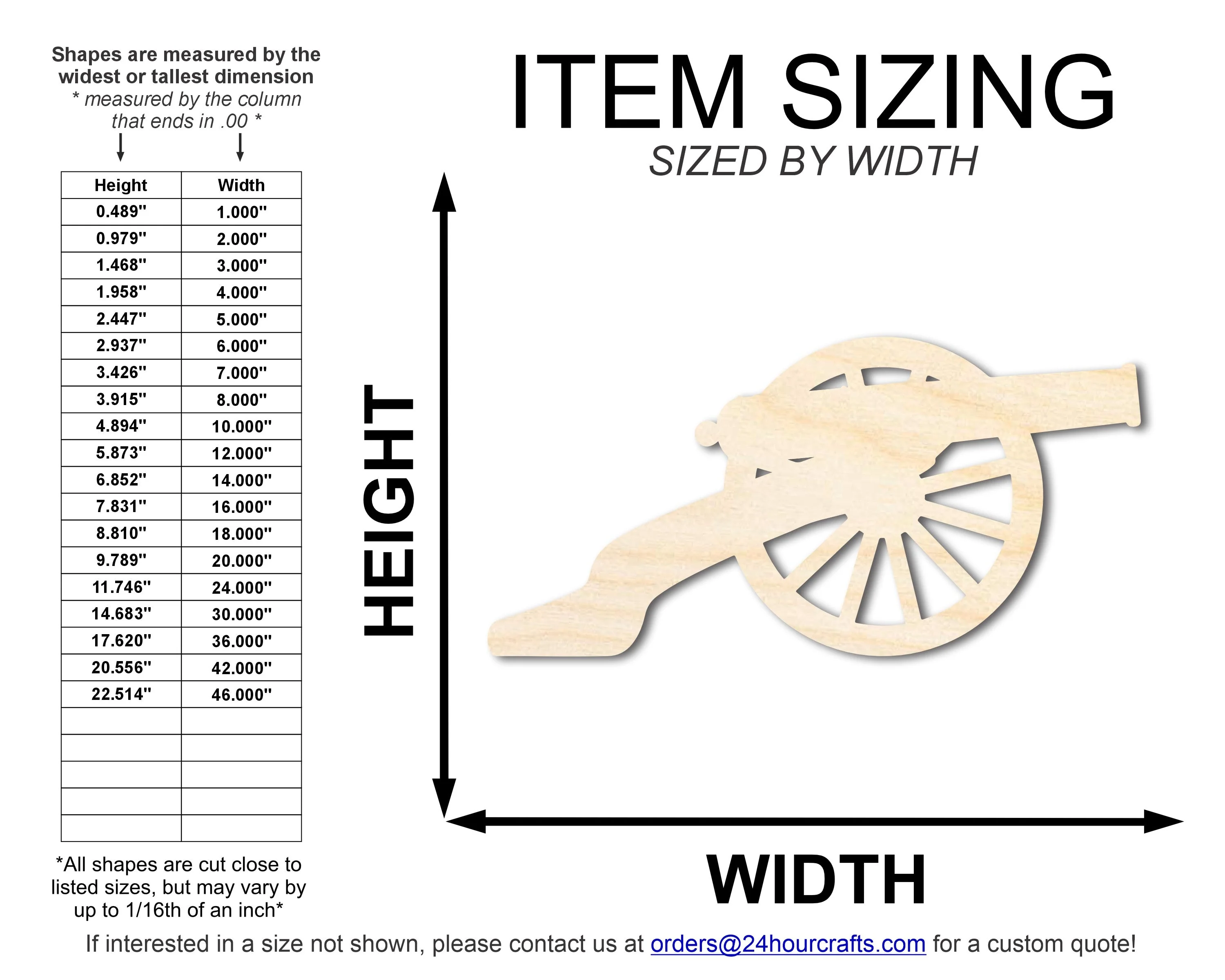 Unfinished Wood War Cannon Shape | DIY Craft Cutout | up to 46" DIY - Image 2