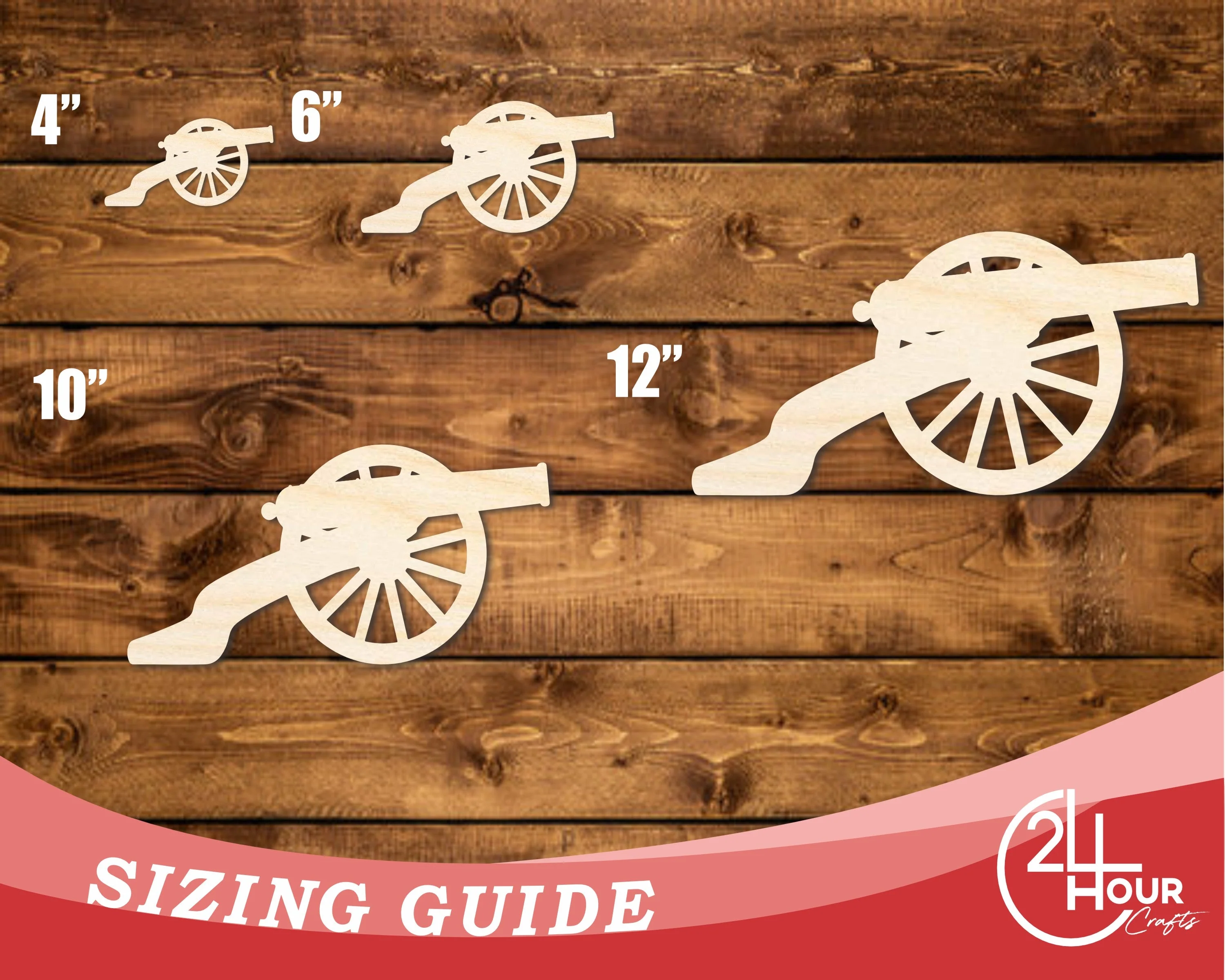 Unfinished Wood War Cannon Shape | DIY Craft Cutout | up to 46" DIY - Image 3