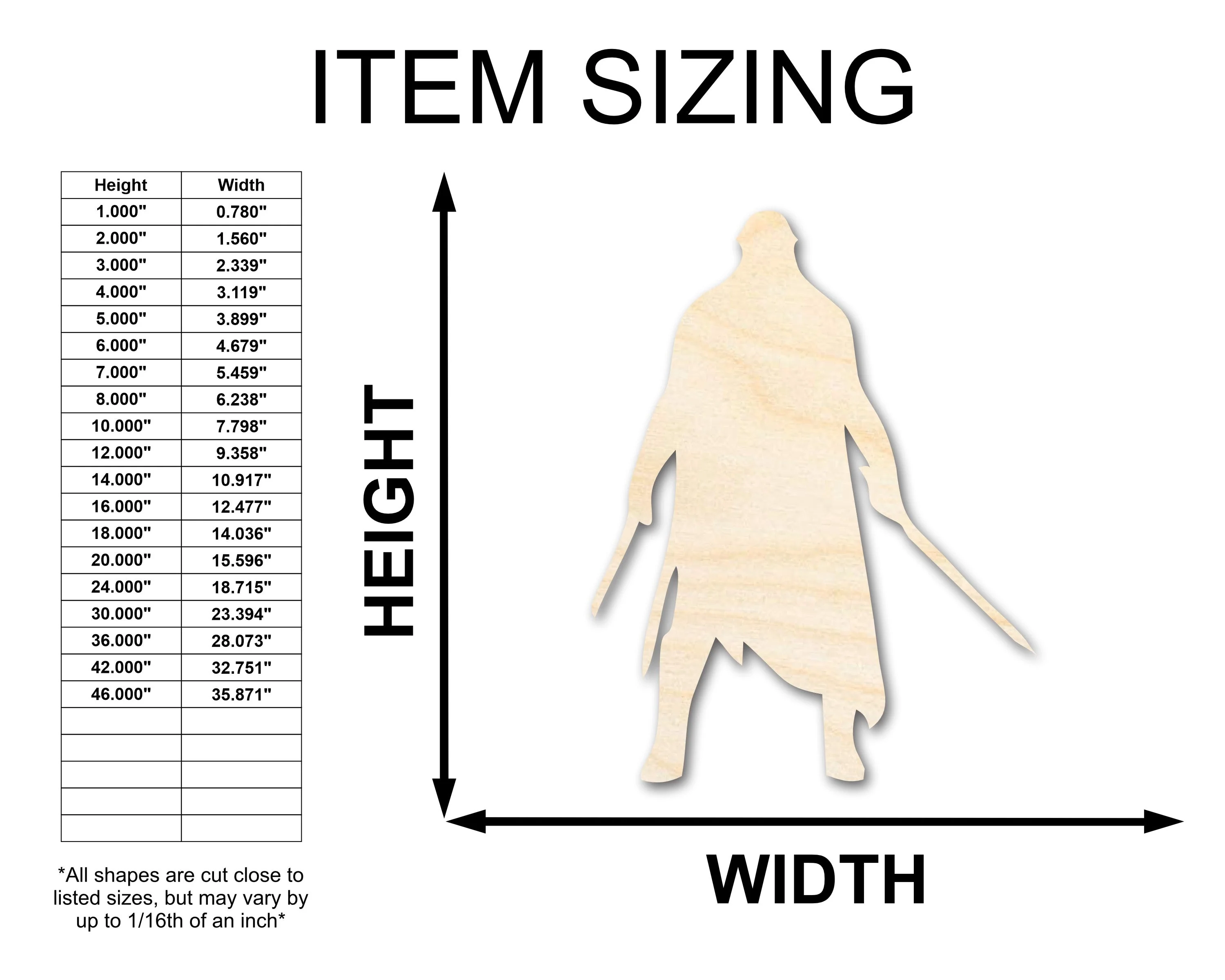 Unfinished Wood Warrior Shape - Craft - up to 46" - Image 2