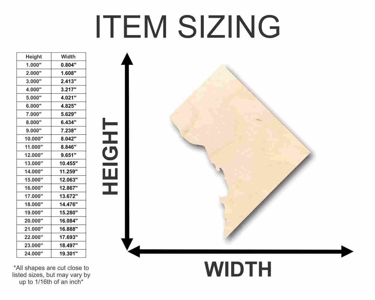 Unfinished Wood Washington DC Shape - USA Capital - Craft - up to 46" DIY - Image 2