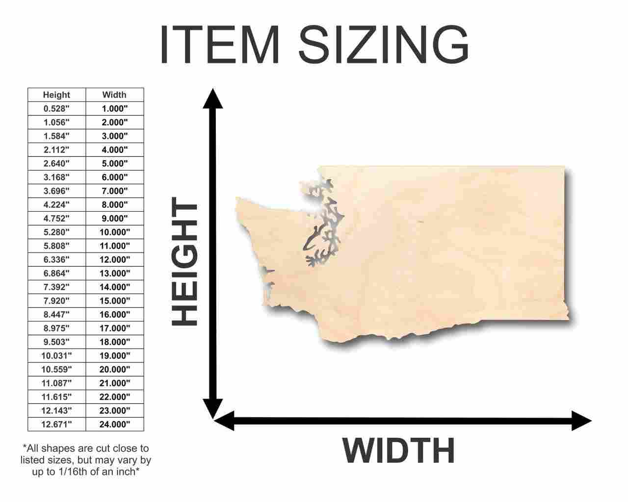 Unfinished Wood Washington Shape - State - Craft - up to 46" DIY - Image 2