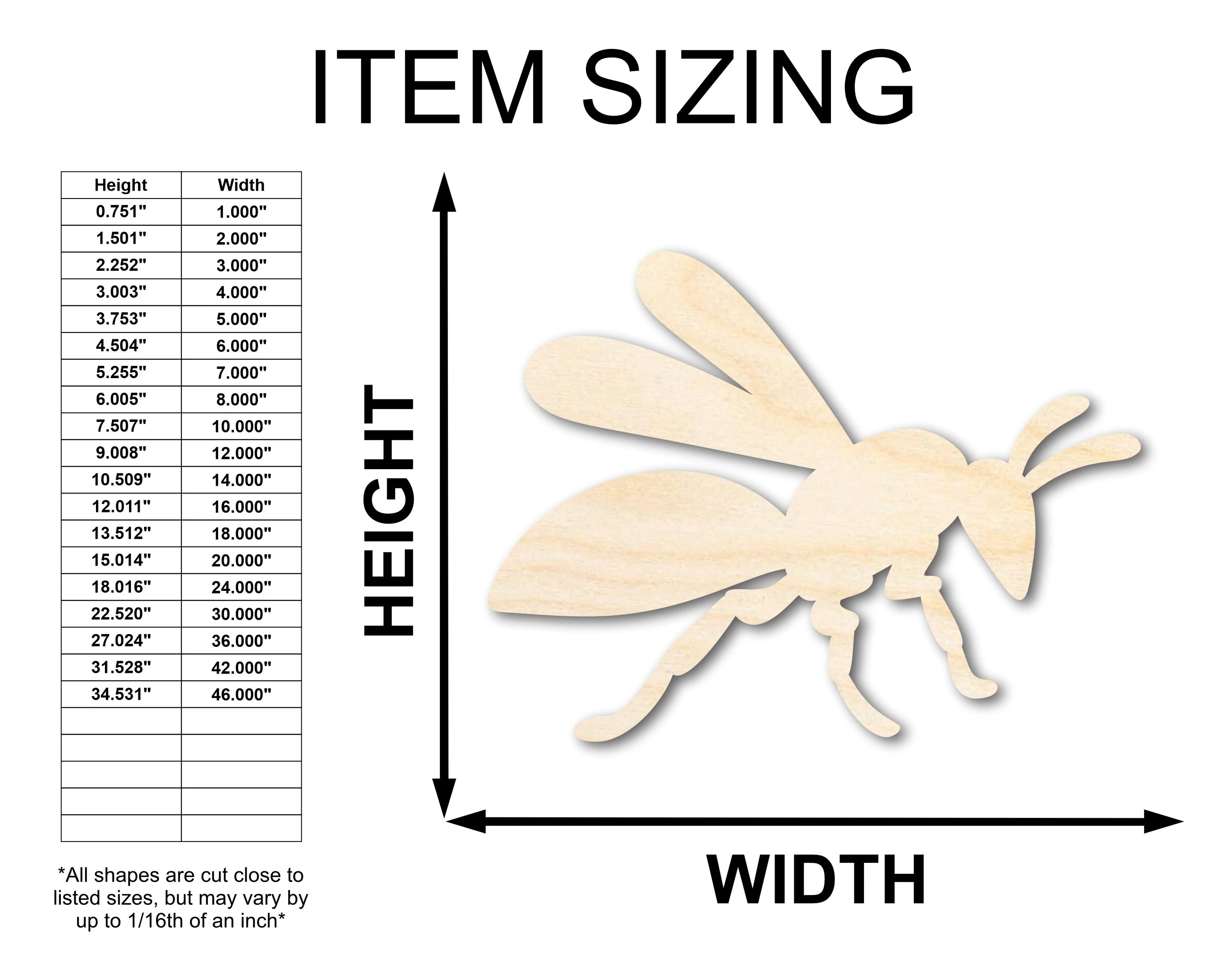 Unfinished Wood Wasp Silhouette Shape - Craft - up to 46" DIY - Image 2