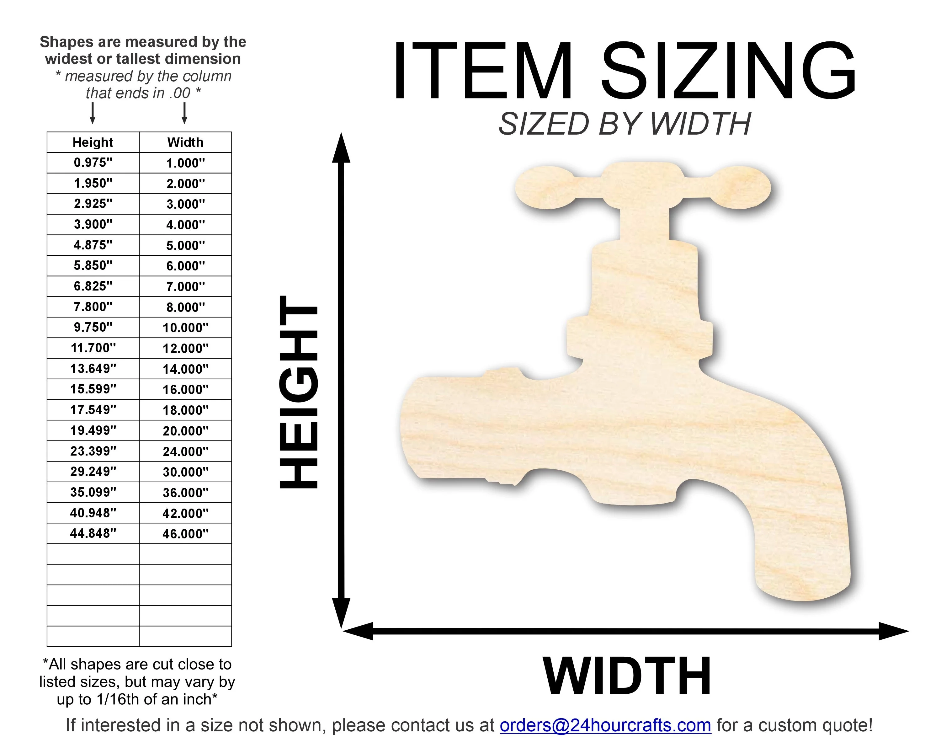 Unfinished Wood Water Faucet Shape | DIY Craft Cutout | up to 46" DIY - Image 2