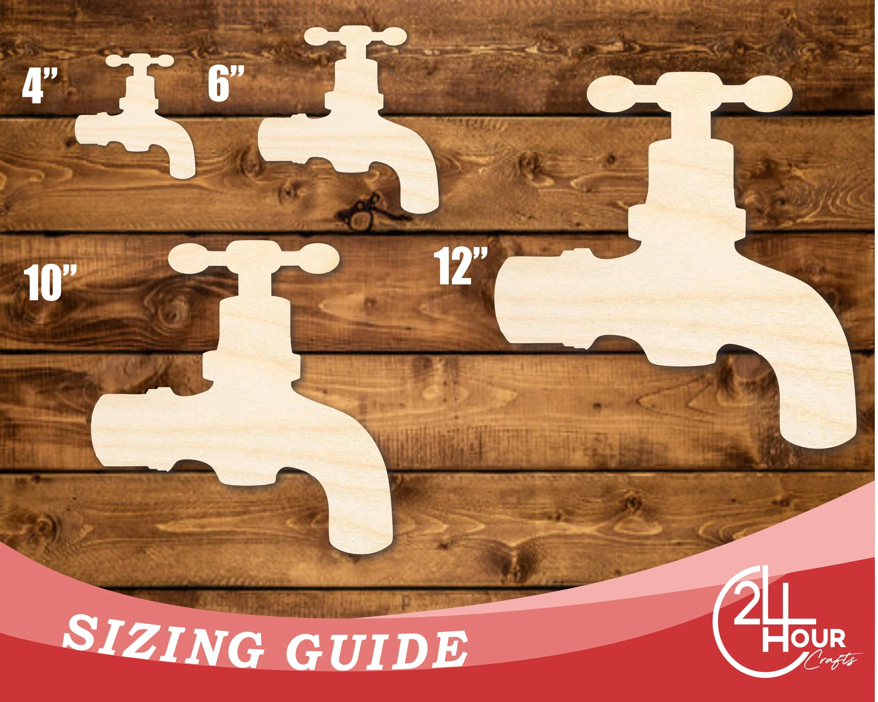 Unfinished Wood Water Faucet Shape | DIY Craft Cutout | up to 46" DIY - Image 3
