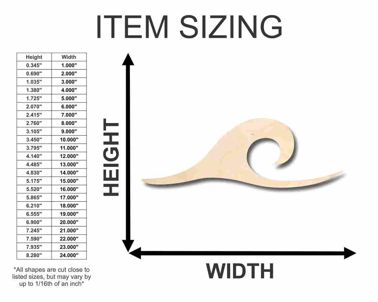 Unfinished Wood Wave Shape - Ocean - Beach - Nursery - Craft - up to 46" DIY - Image 2