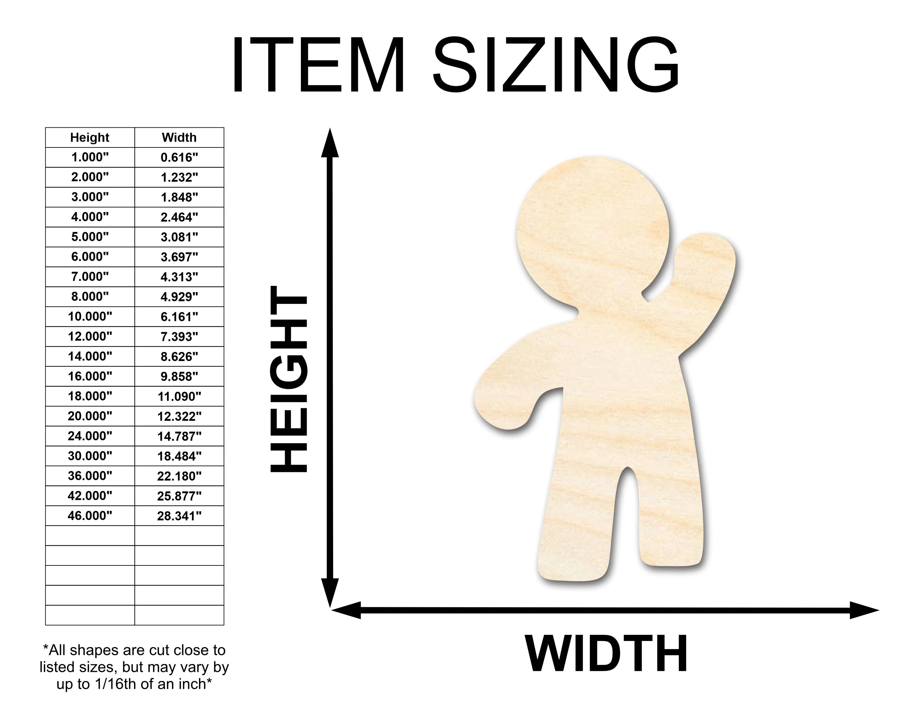 Unfinished Wood Waving Gingerbread Shape - Craft - up to 46" - Image 2
